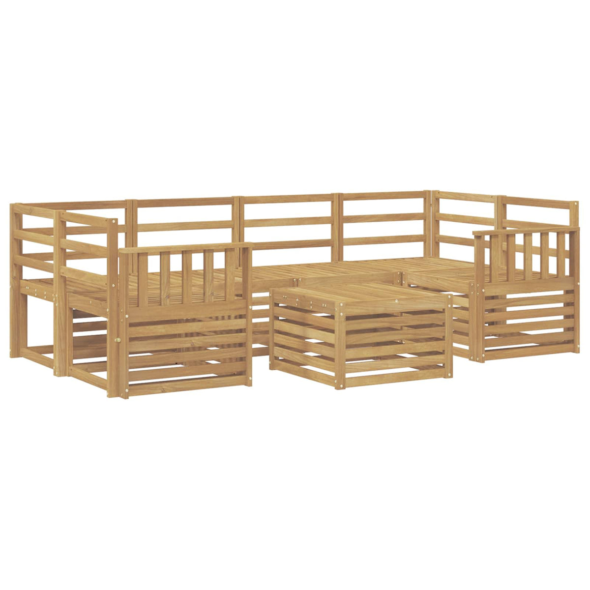 Set vanjskih sofa 7 kom. Bijela Čvrsto drvo akacije