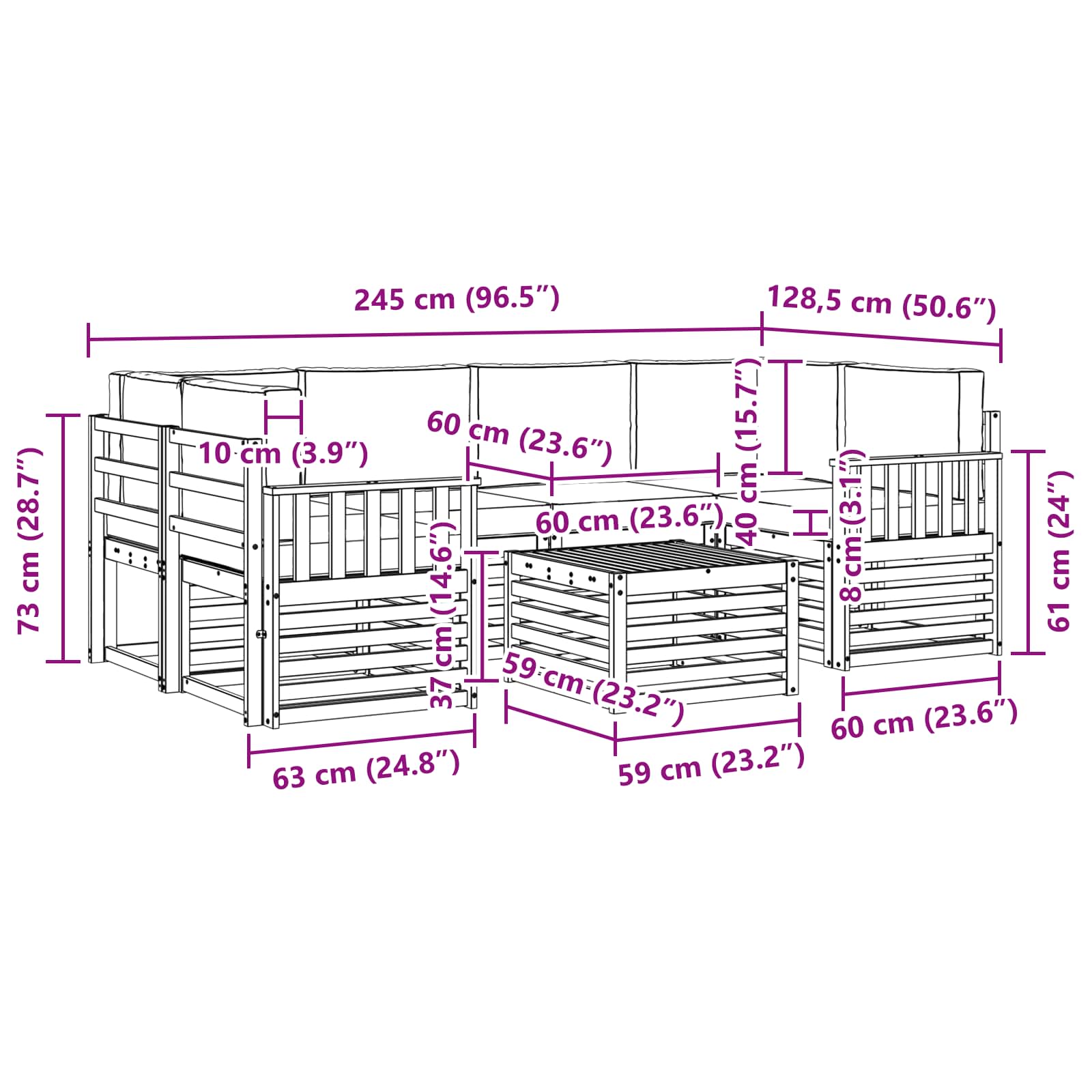 Set vanjskih sofa 7 kom. Bijela i svjetlosiva Poliester