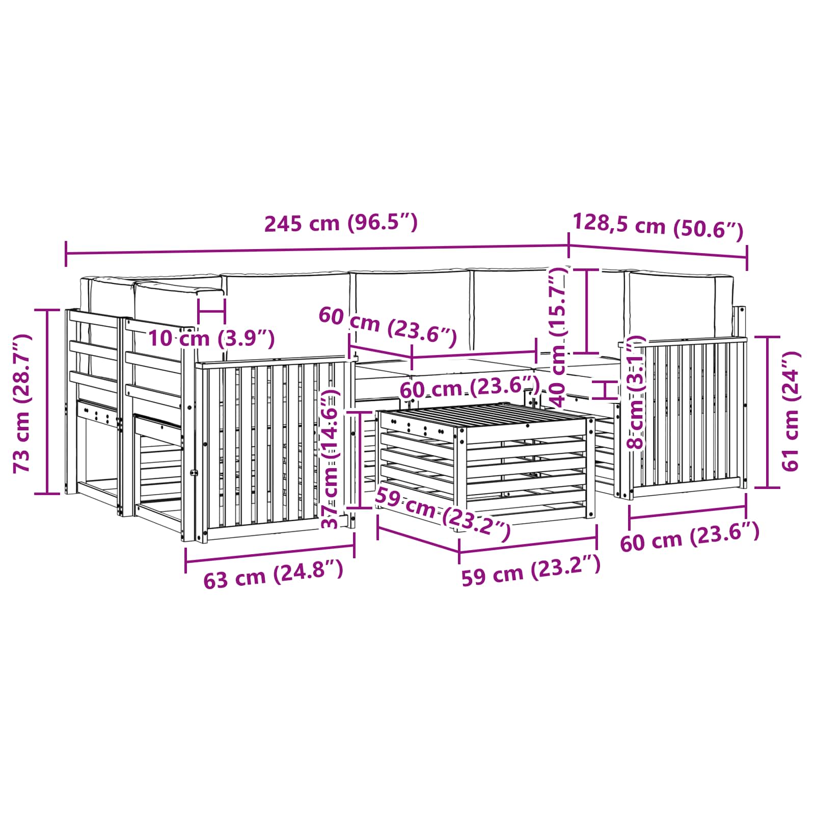 Set vanjskih sofa 7 kom. Bijela i svjetlosiva Poliester