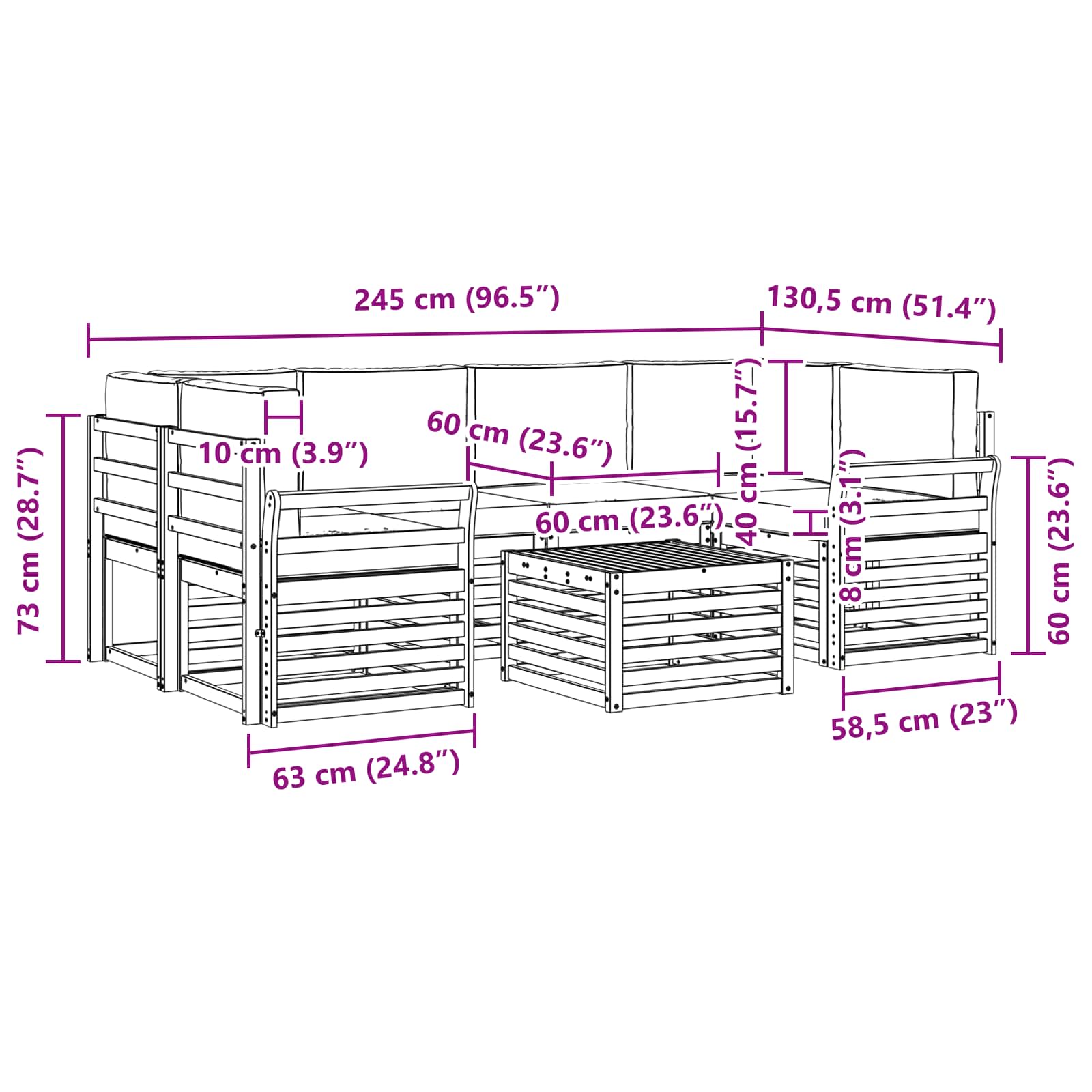 Set vanjskih sofa 7 kom. Bijela i krem Poliester