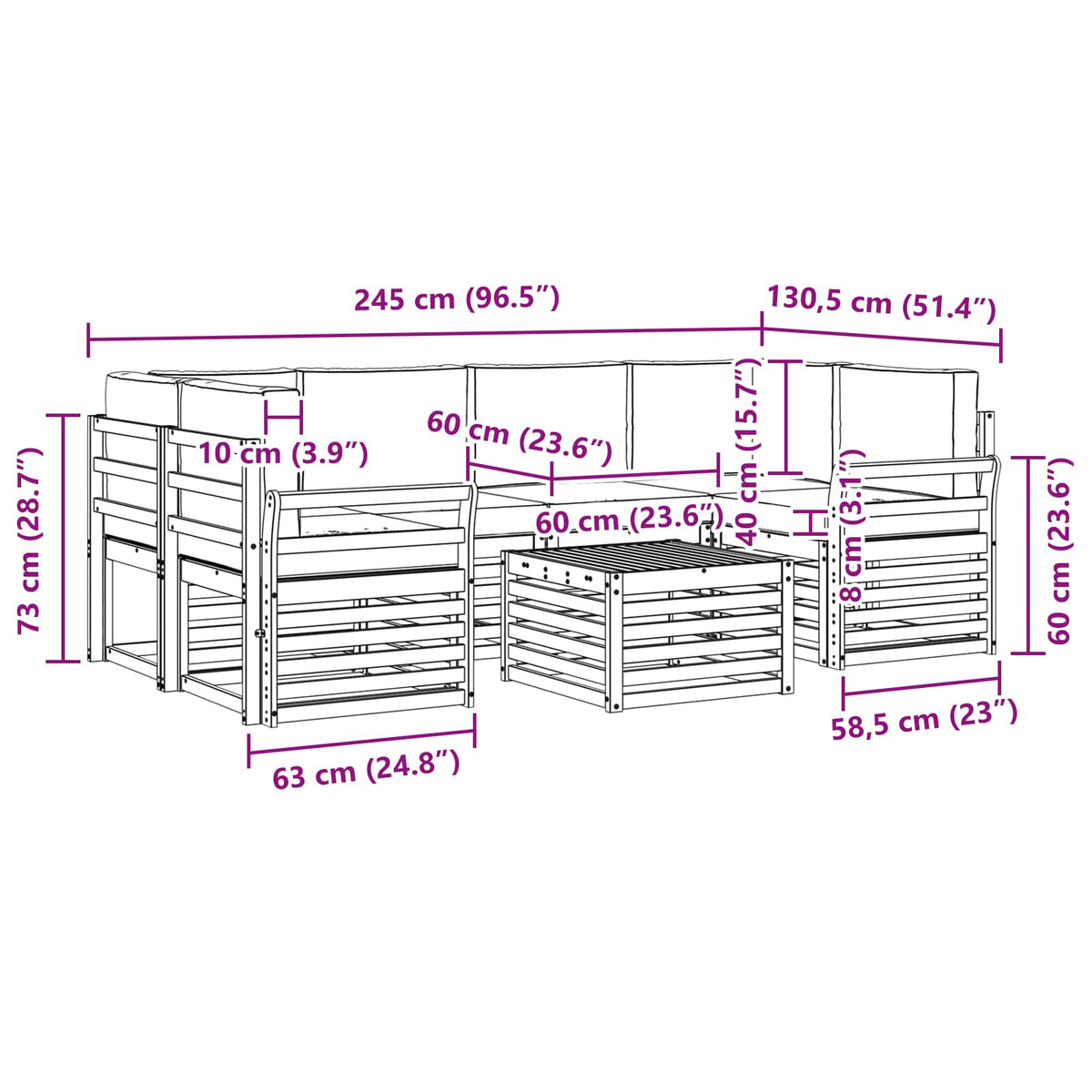 Set vanjskih sofa 7 kom. Bijela i svjetlosiva Poliester