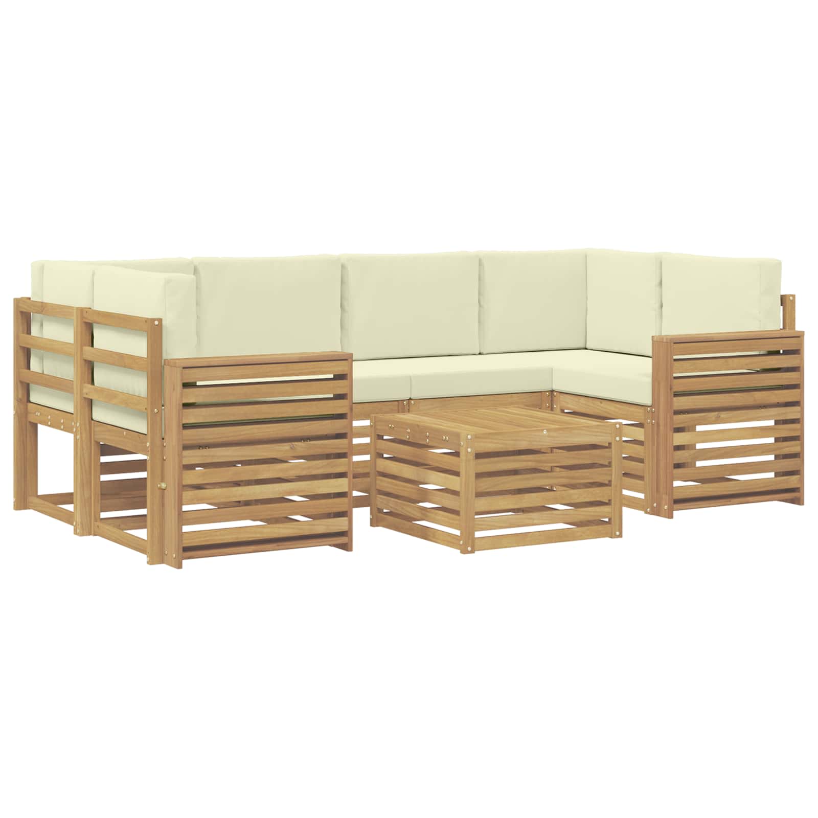 Set vanjskih sofa 7 kom. Bijela i krem Poliester
