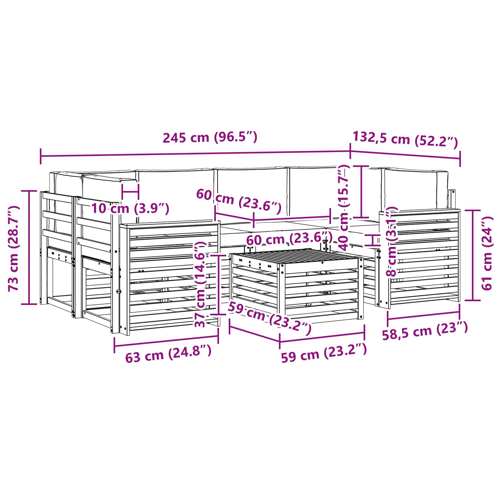 Set vanjskih sofa 7 kom. Bijela i krem Poliester