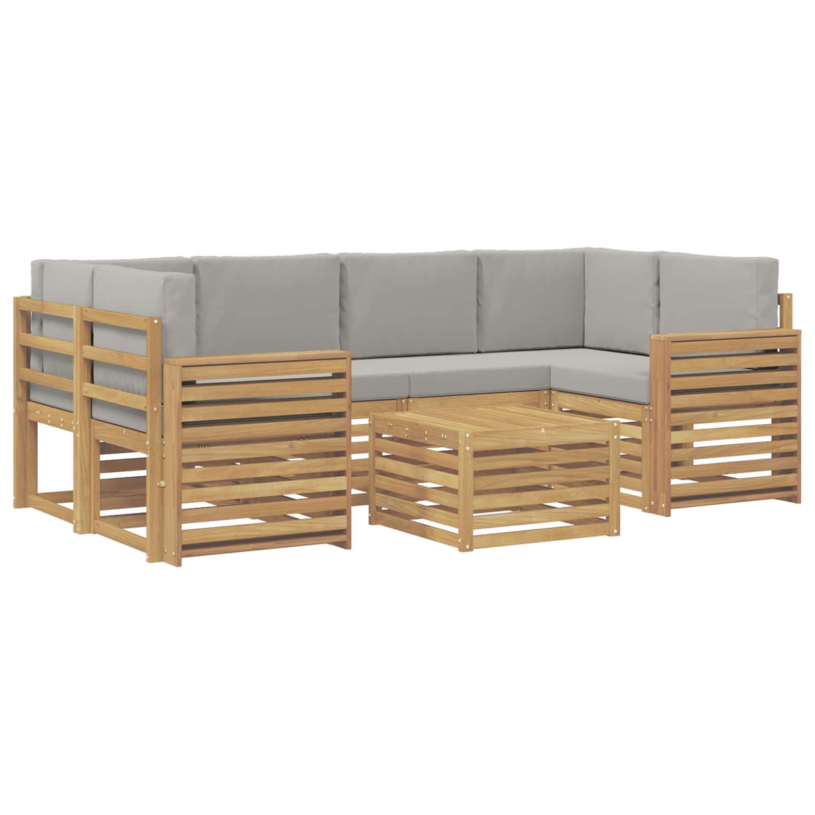 Set vanjskih sofa 7 kom. Bijela i svjetlosiva Poliester