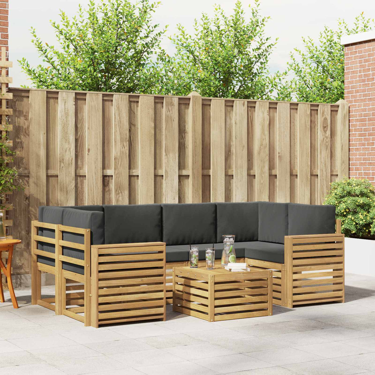 Set vanjskih sofa 7 kom. Bijela i antracit Poliester