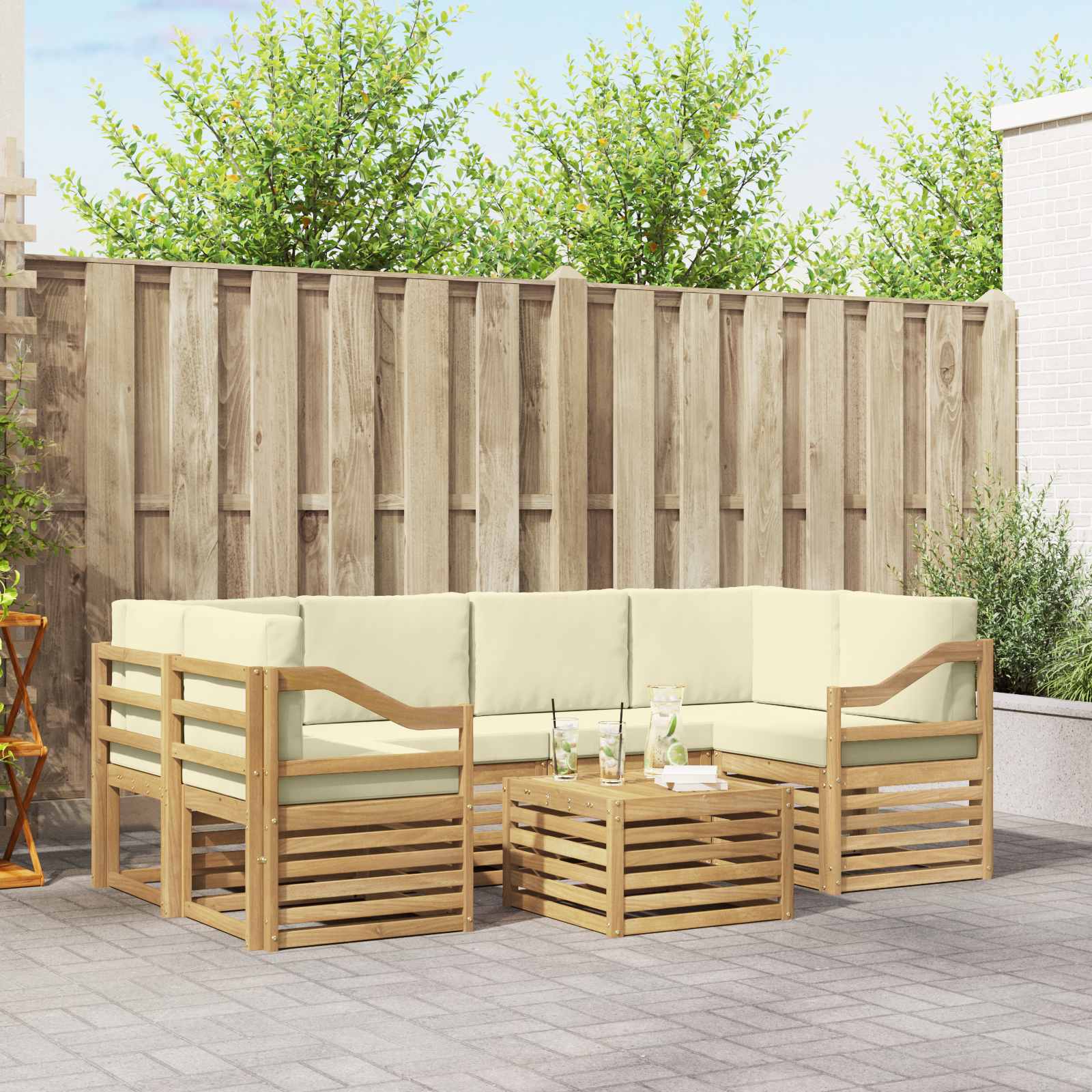Set vanjskih sofa 7 kom. Bijela i krem Poliester