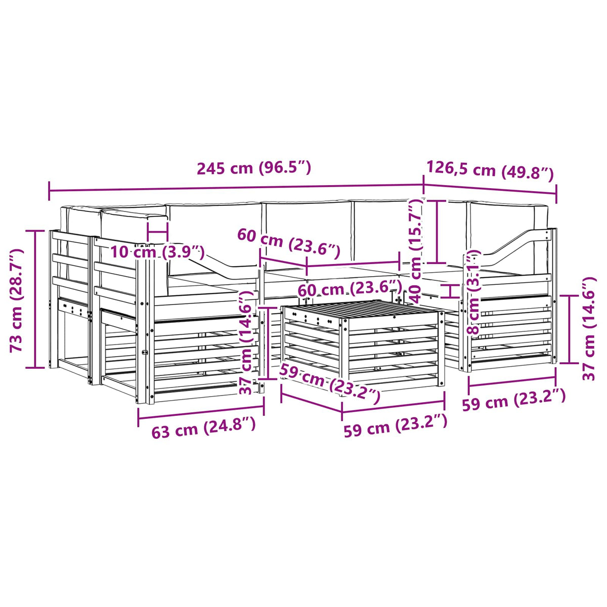Set vanjskih sofa 7 kom. Bijela i antracit Poliester