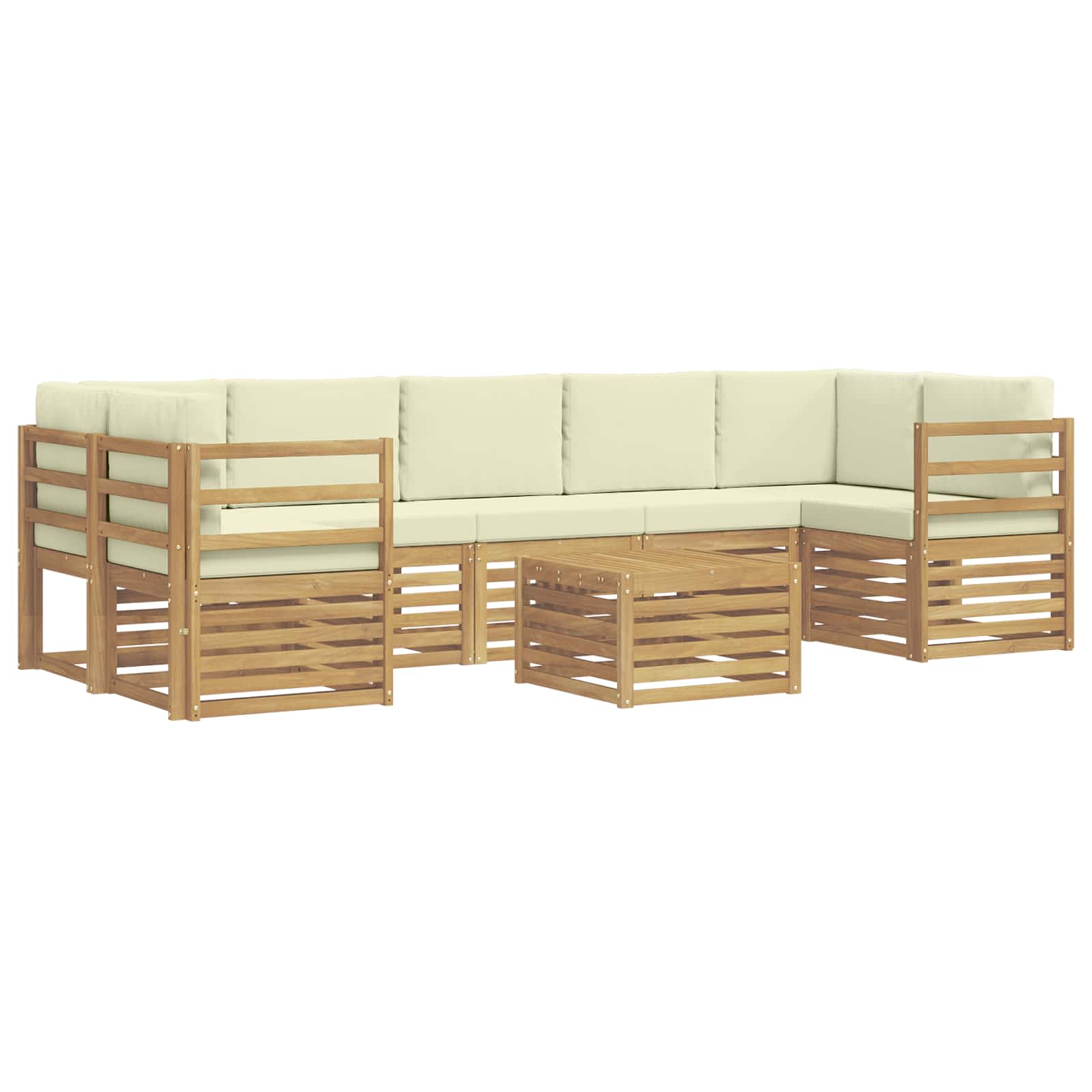 Set vanjskih sofa s jastukom 8 pcs Bijela i krem Poliester