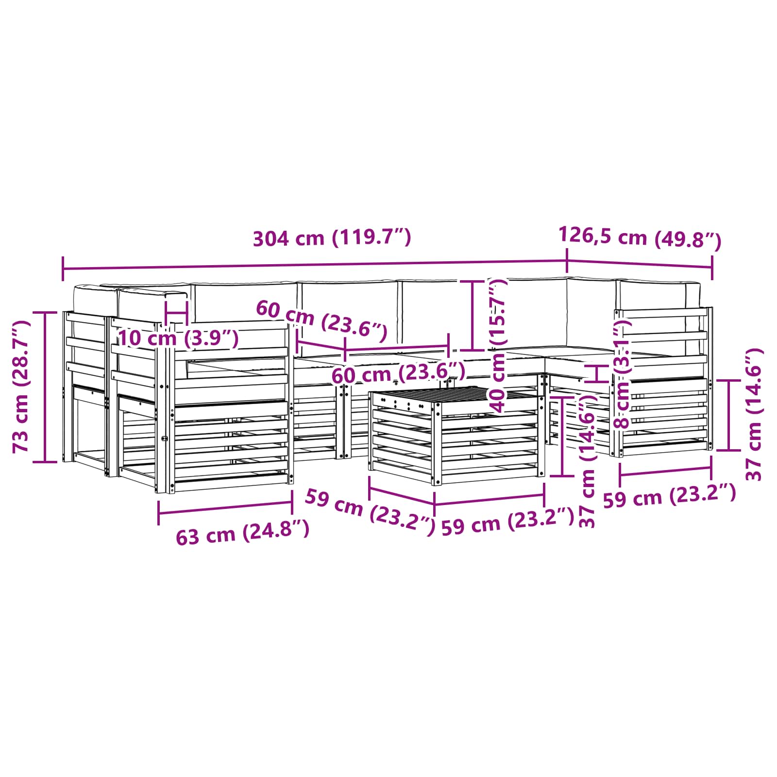 Set vanjskih sofa 8 pcs Bijela i svjetlosiva Poliester
