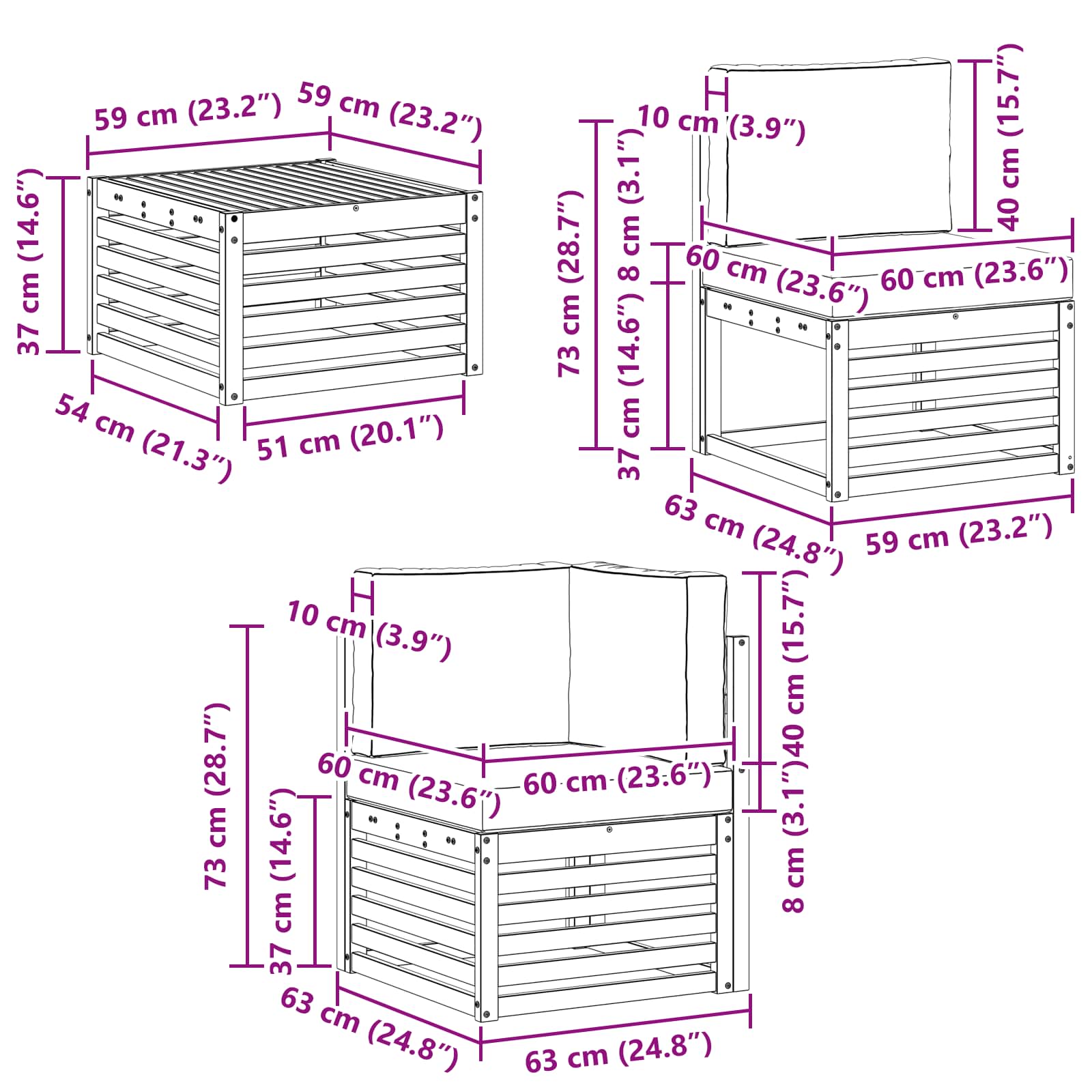 Set vanjskih sofa 8 pcs Bijela i svjetlosiva Poliester