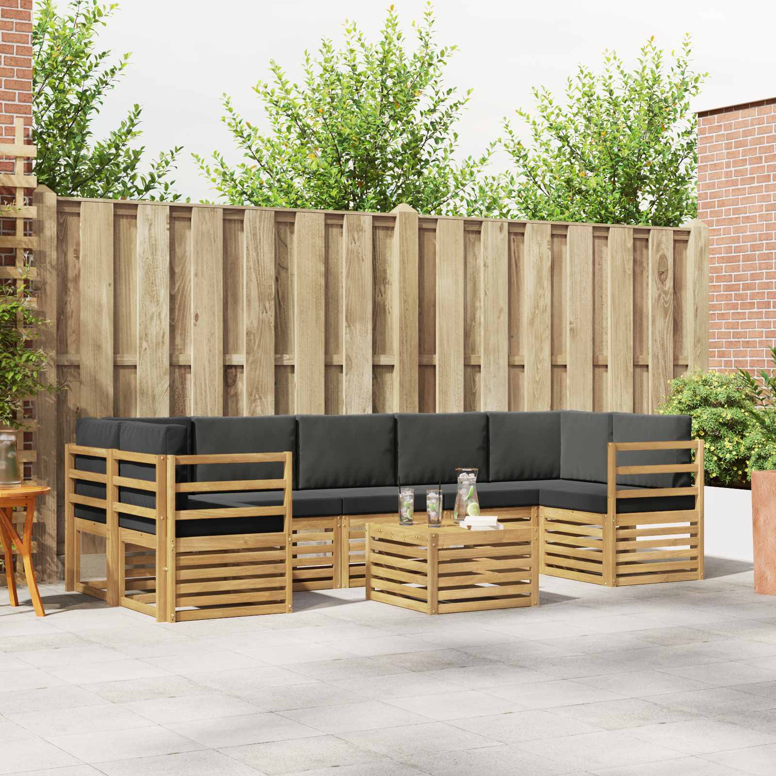 Set vanjskih sofa s jastukom 8 pcs Bijela i antracit Poliester