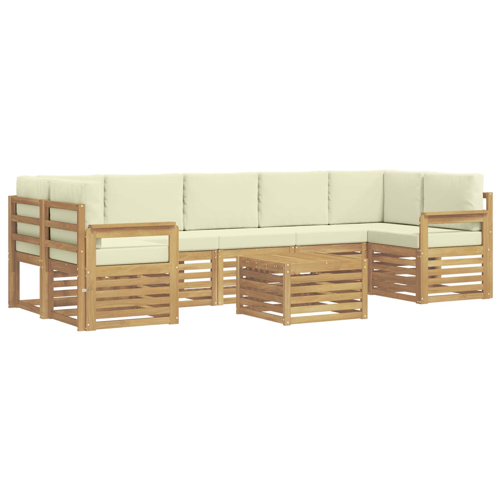 Set vanjskih sofa s jastukom 8 pcs Bijela i krem Poliester