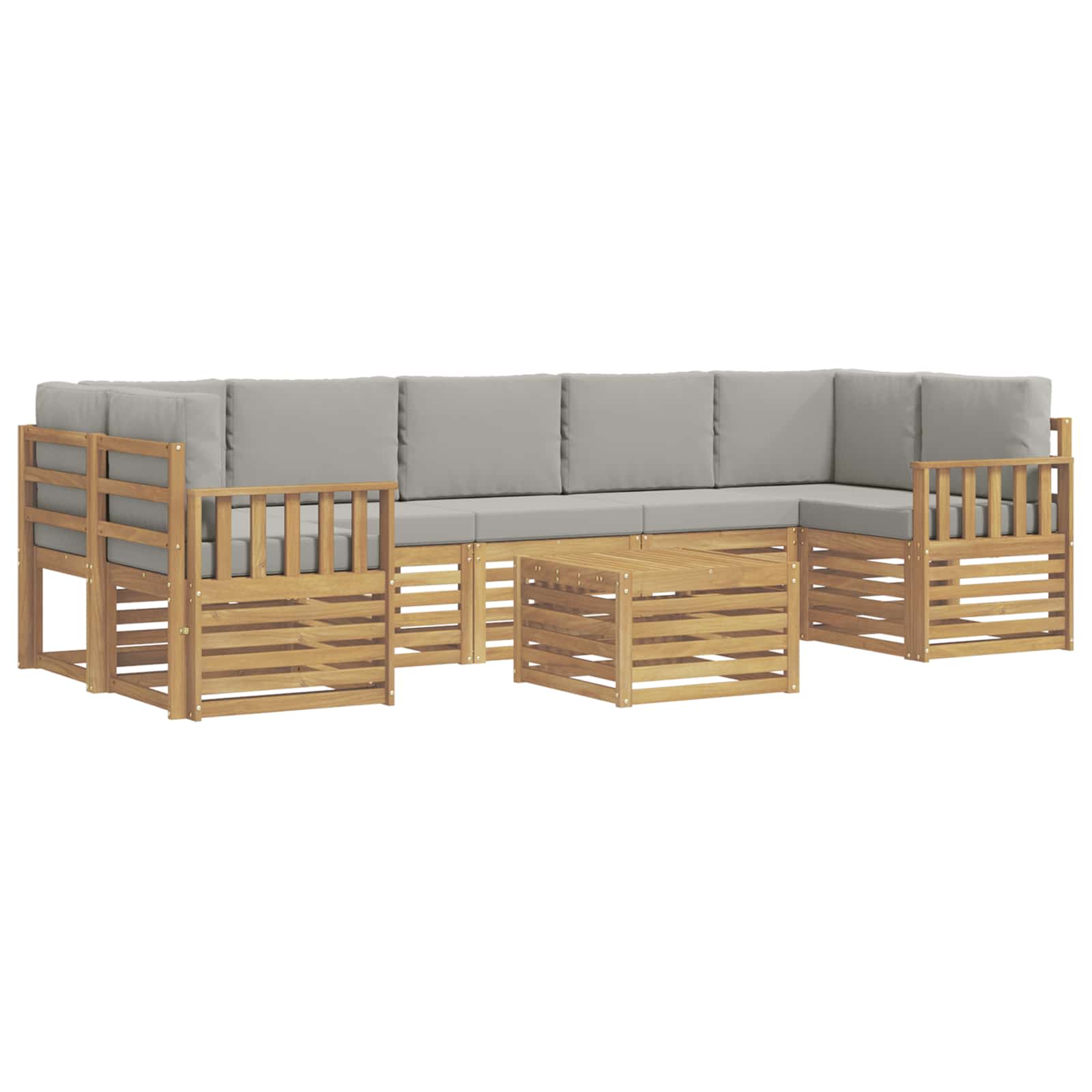 Set vanjskih sofa 8 pcs Bijela i svjetlosiva Poliester