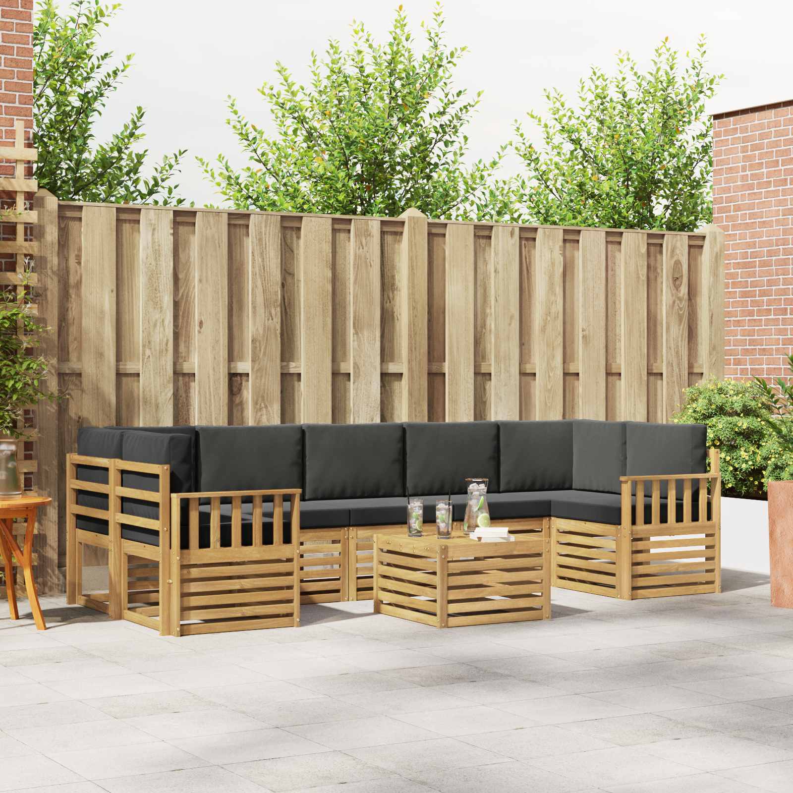 Set vanjskih sofa s jastukom 8 pcs Bijela i antracit Poliester