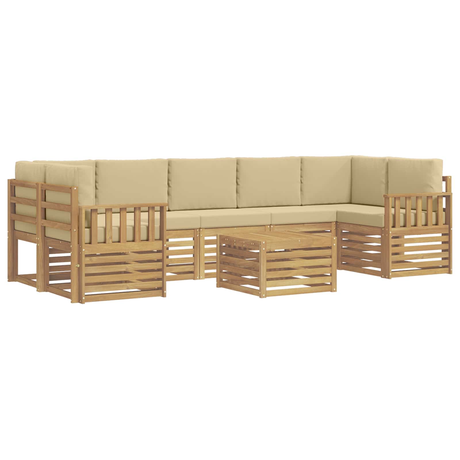 Set vanjskih sofa s jastukom 8 pcs Bijela i bež Poliester
