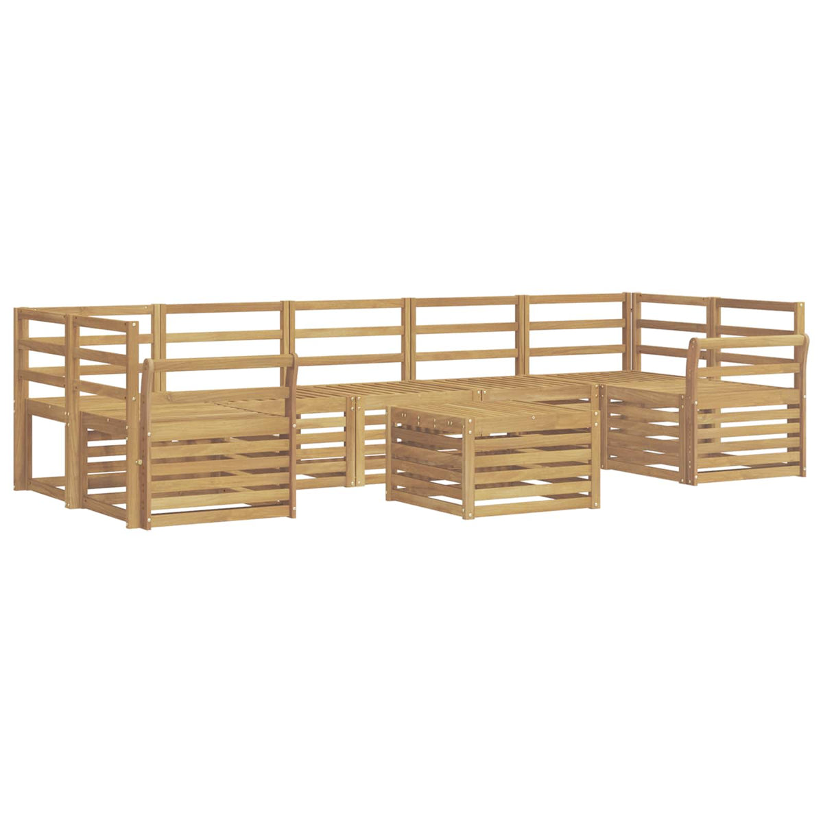Set vanjskih sofa 8 kom. Bijela Čvrsto drvo akacije