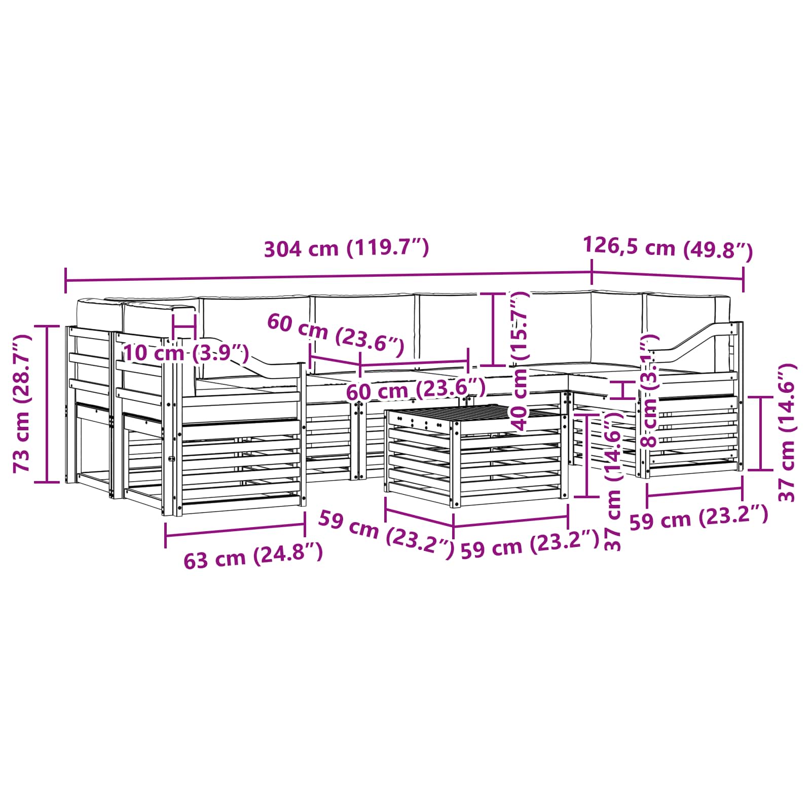 Set vanjskih sofa 8 pcs Bijela i svjetlosiva Poliester