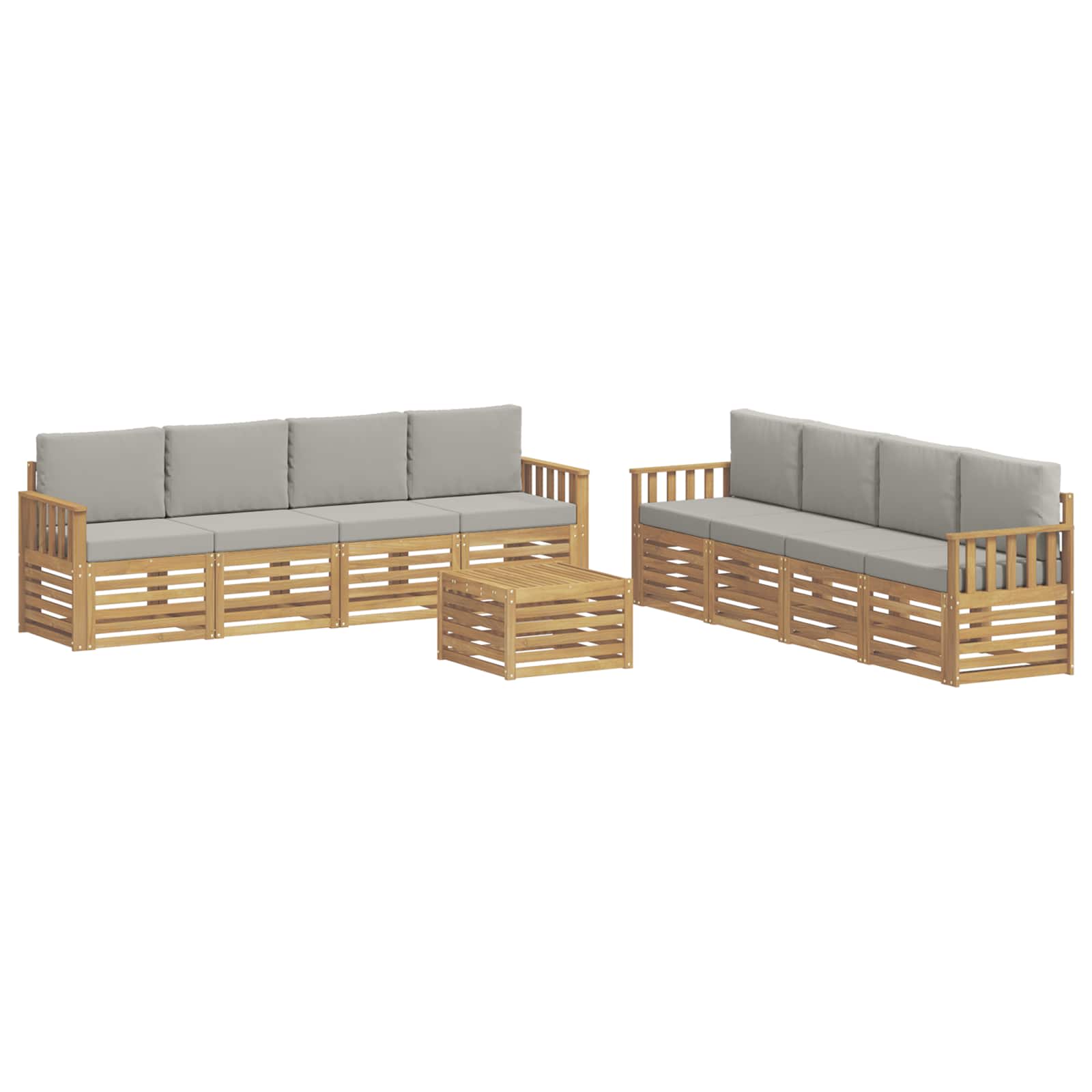 Set vanjskih sofa 9 pcs Bijela i svjetlosiva 59 x 59 x 37 cm