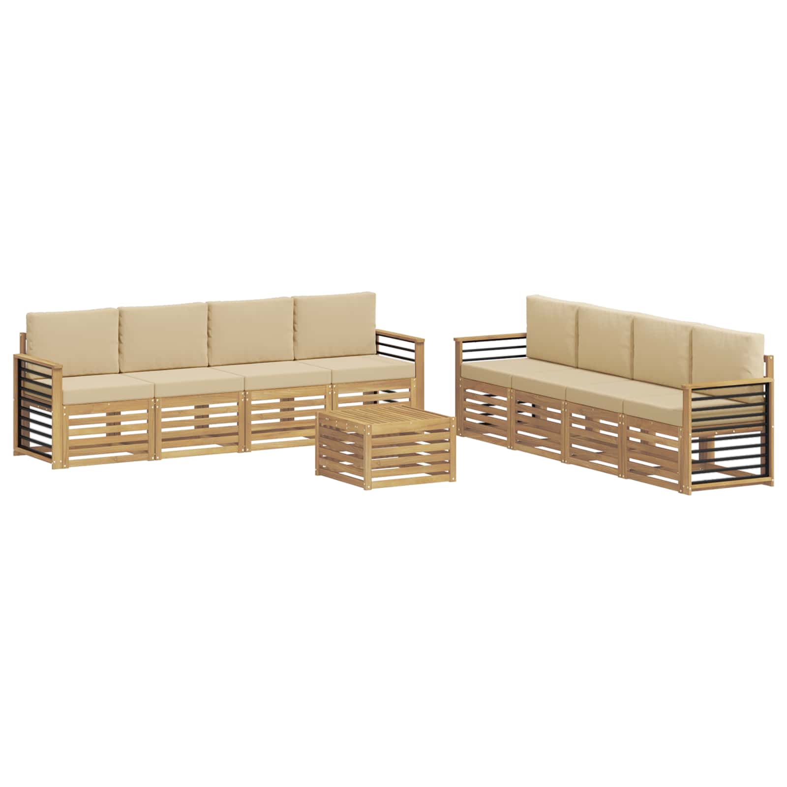 Setovi sofa s jastukom 9 pcs Bijela i bež Poliester