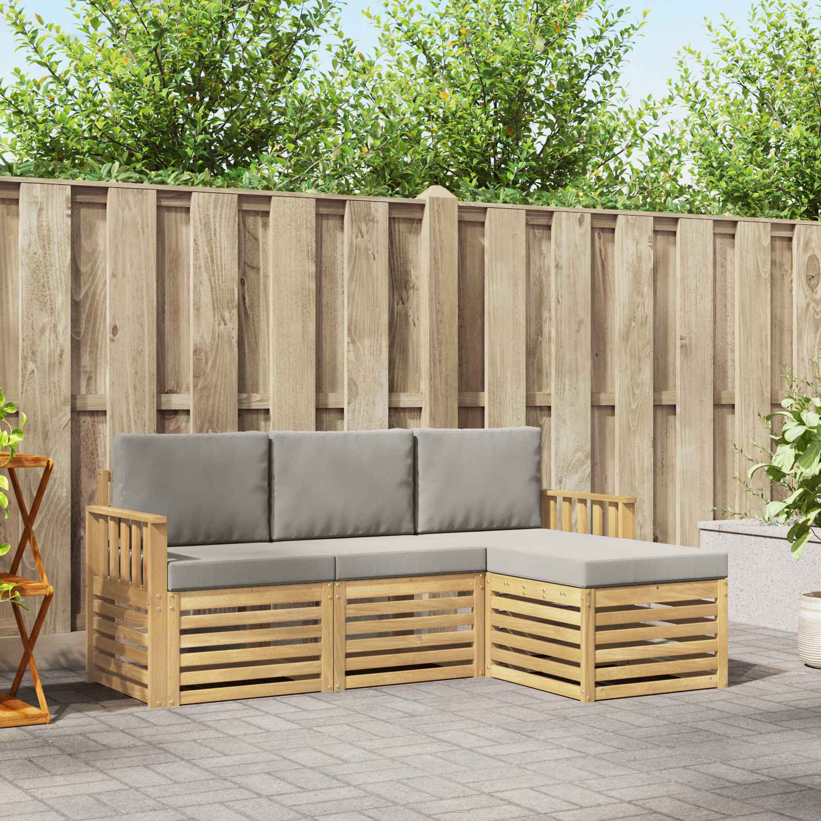 Set vanjskih sofa 4 pcs Bijela i svjetlosiva