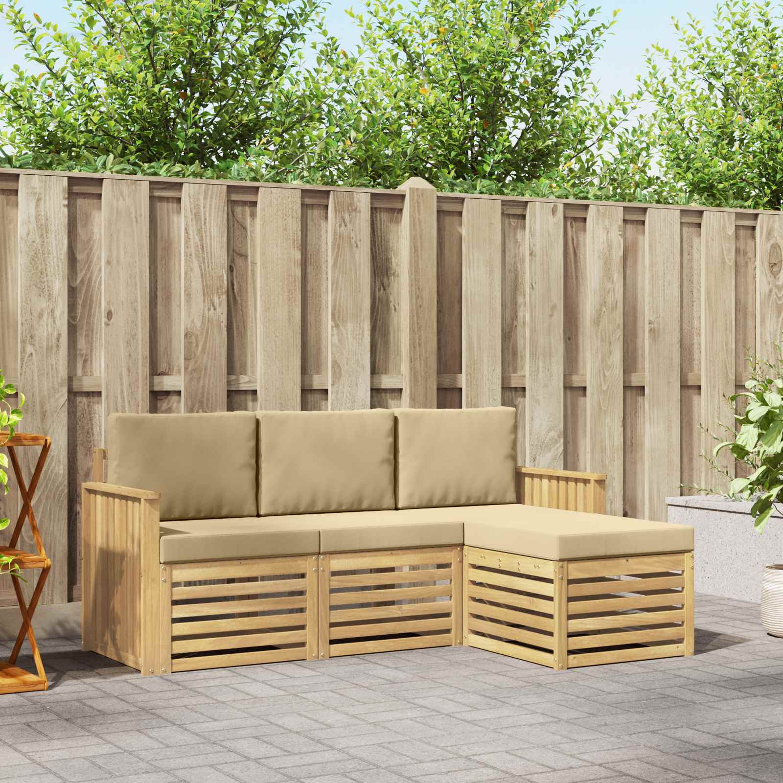Set vanjskih sofa 4 pcs Bijela i bež 189,5 x 122,5 x 73 cm