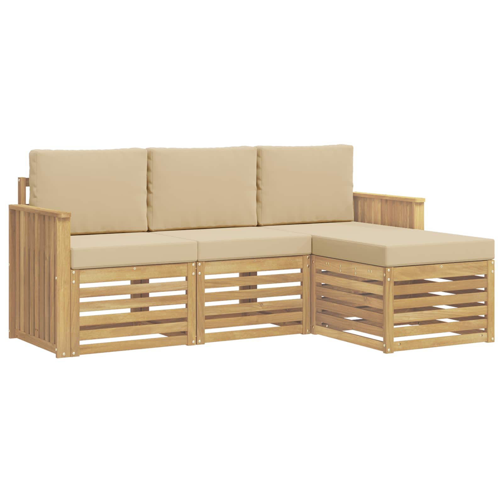 Set vanjskih sofa 4 pcs Bijela i bež 189,5 x 122,5 x 73 cm