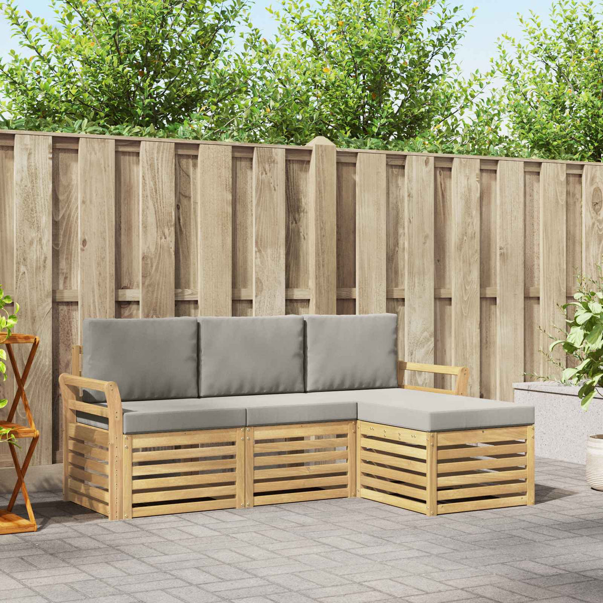 Set vanjskih sofa 4 pcs Bijela i svjetlosiva