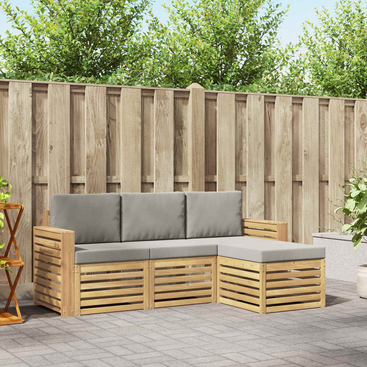 Set vanjskih sofa 4 pcs Bijela i svjetlosiva