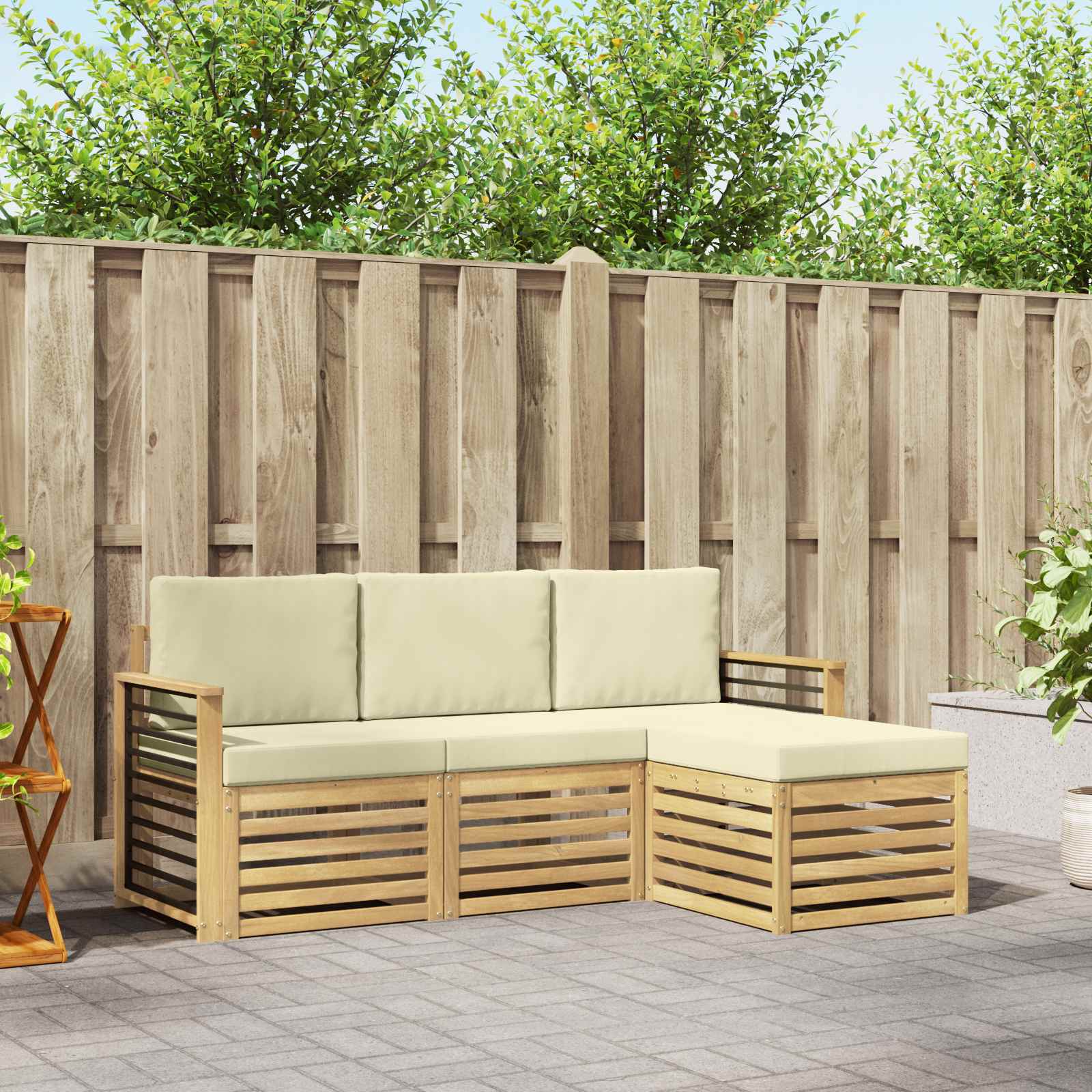 Set vanjskih sofa 4 pcs Bijela i krem 189,5 x 122,5 x 73 cm