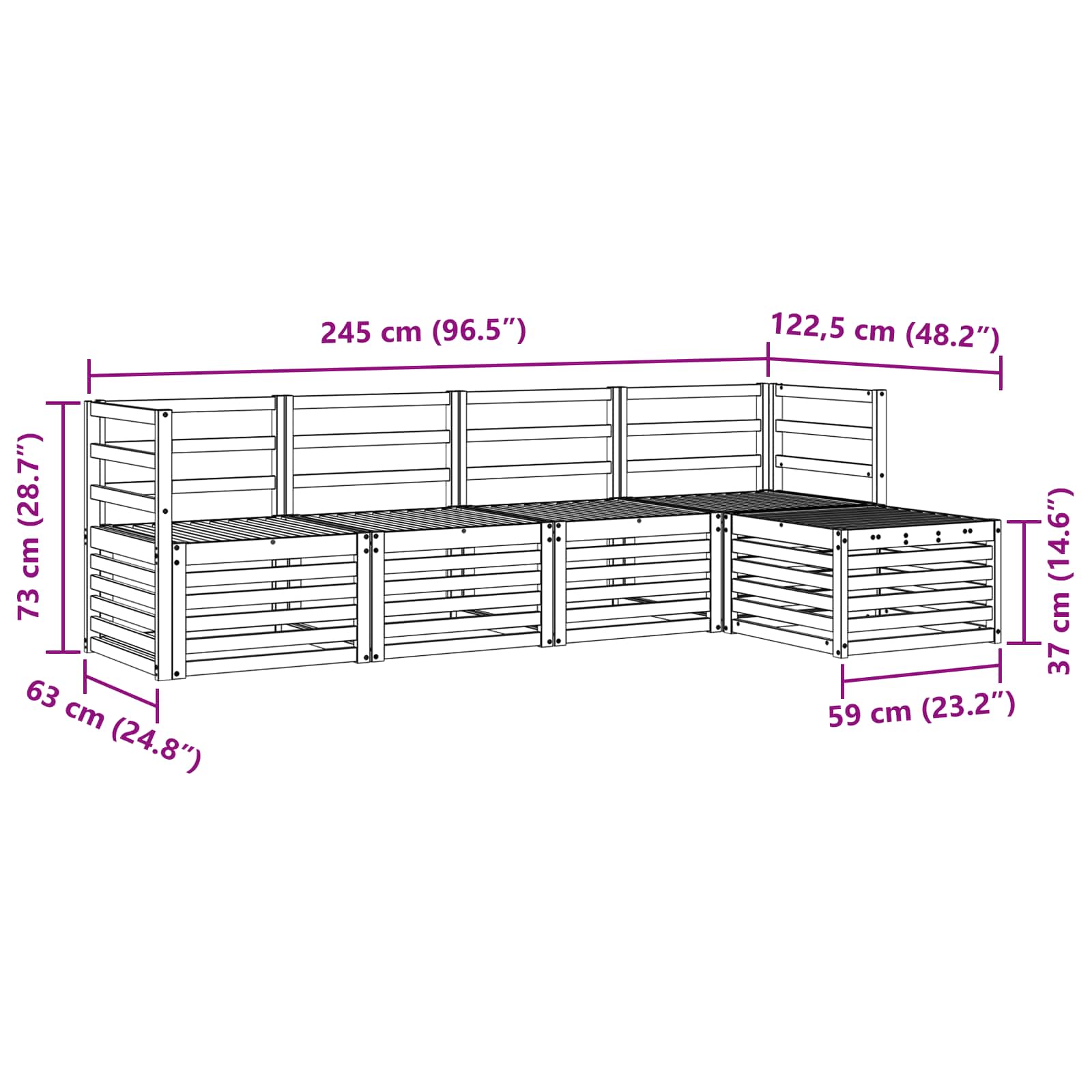 Set vanjskih sofa 5 pcs Bijela Čvrsto drvo akacije