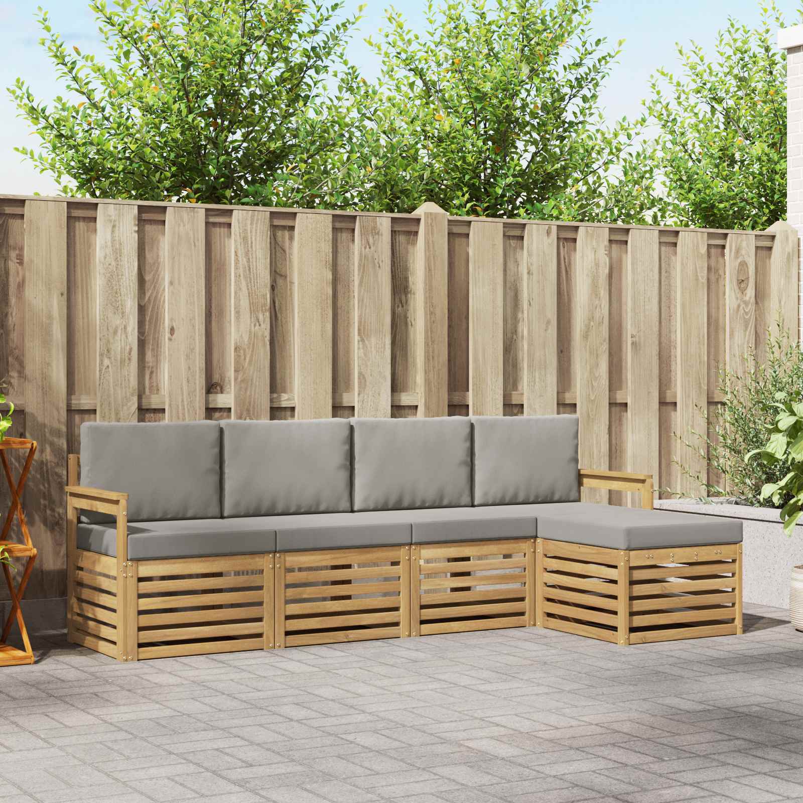 Set vanjskih sofa 5 pcs Bijela i svjetlosiva