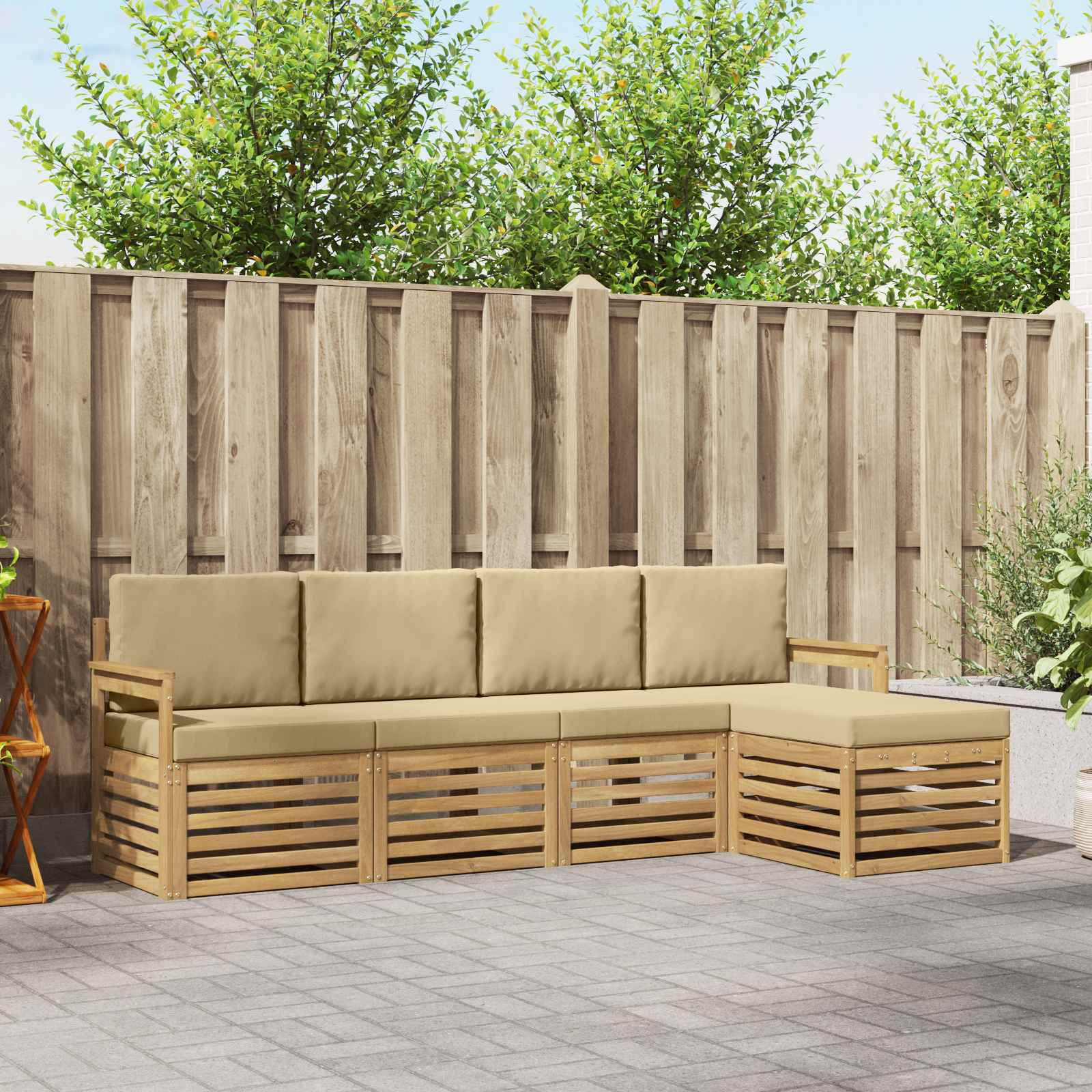 Set vanjskih sofa 5 pcs Bijela i bež 249 x 122,5 x 73 cm