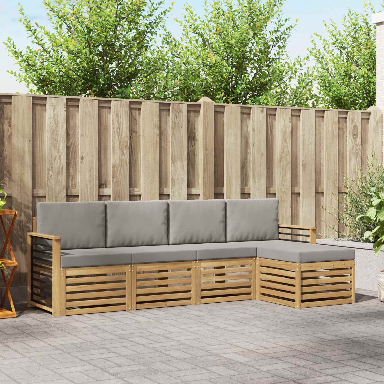 Set vanjskih sofa 5 pcs Bijela i svjetlosiva