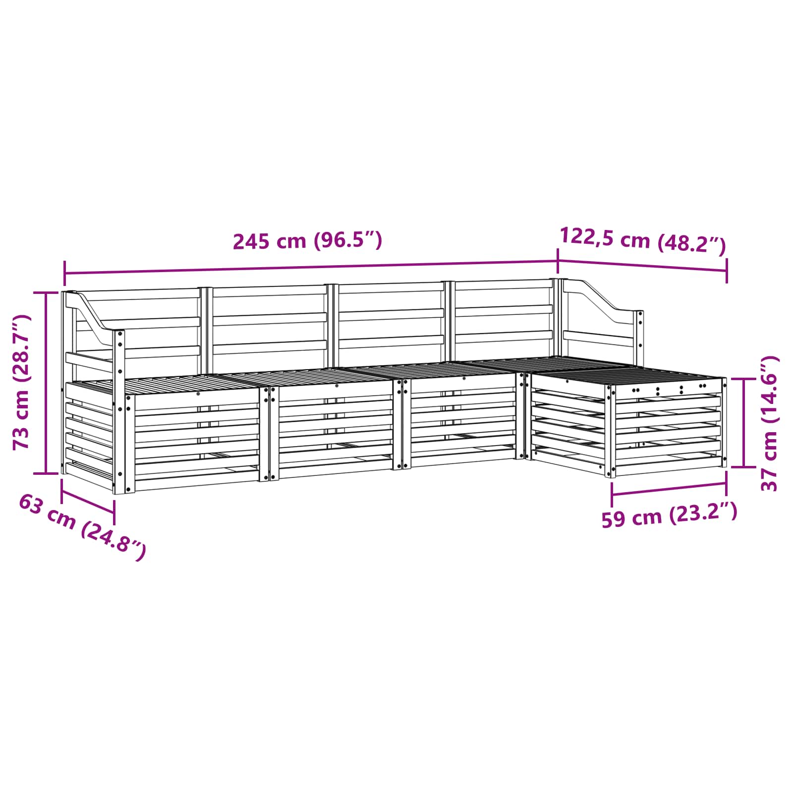 Set vanjskih sofa 5 pcs Bijela Čvrsto drvo akacije