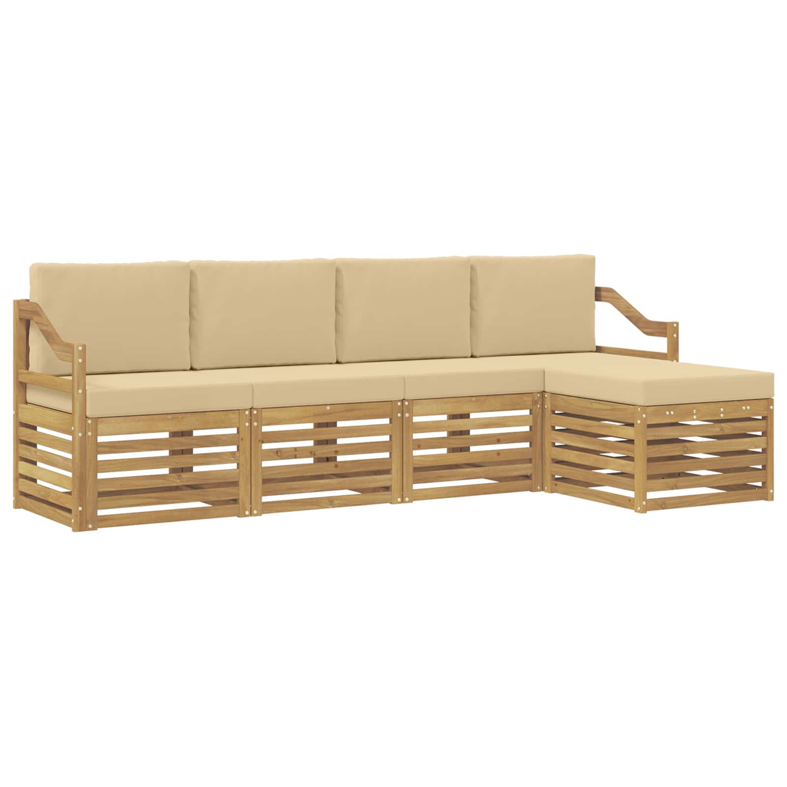 Set vanjskih sofa s jastukom 5 pcs Bijela i bež Poliester