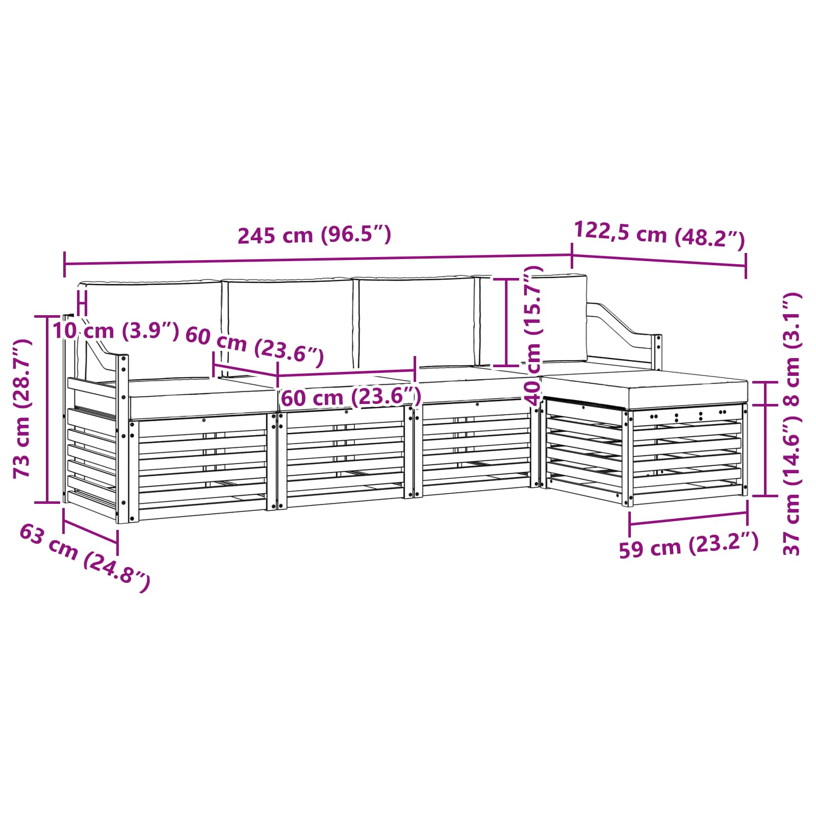 Set vanjskih sofa s jastukom 5 pcs Bijela i bež Poliester