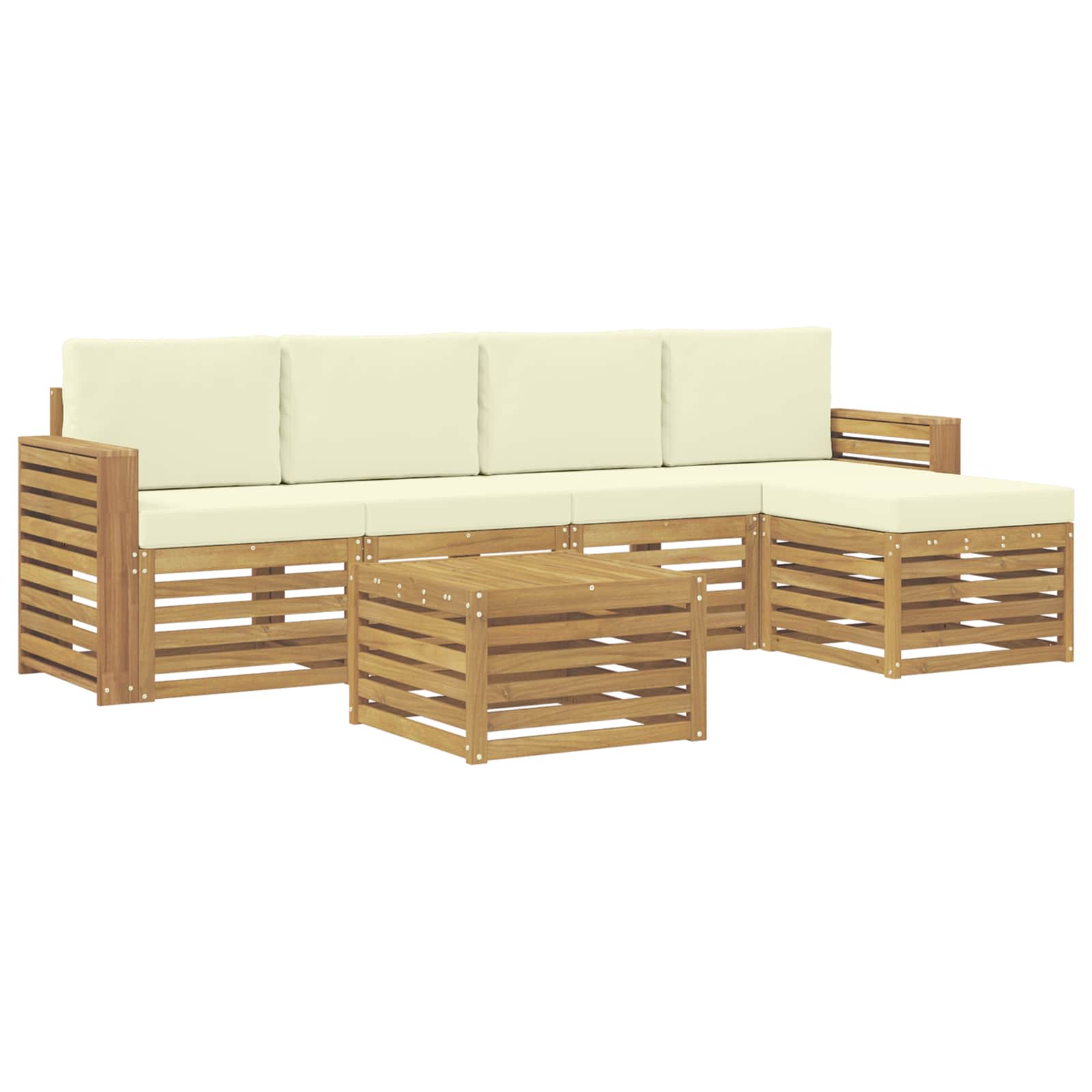 Set vanjskih sofa 6 pcs Bijela i krem 59 x 59 x 37 cm Poliester