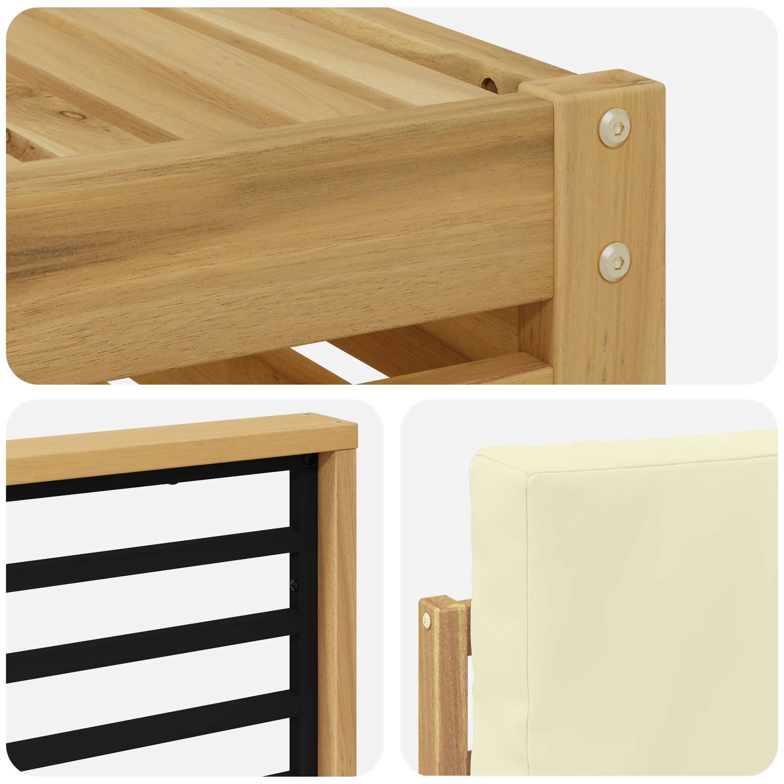 Set vanjskih sofa 6 pcs Bijela i krem 59 x 59 x 37 cm Poliester