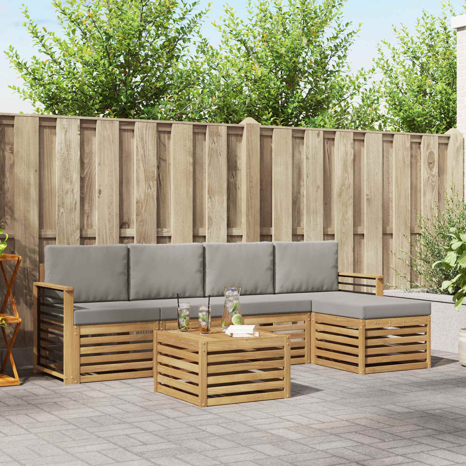 Set vanjskih sofa 6 pcs Bijela i svjetlosiva 59 x 59 x 37 cm
