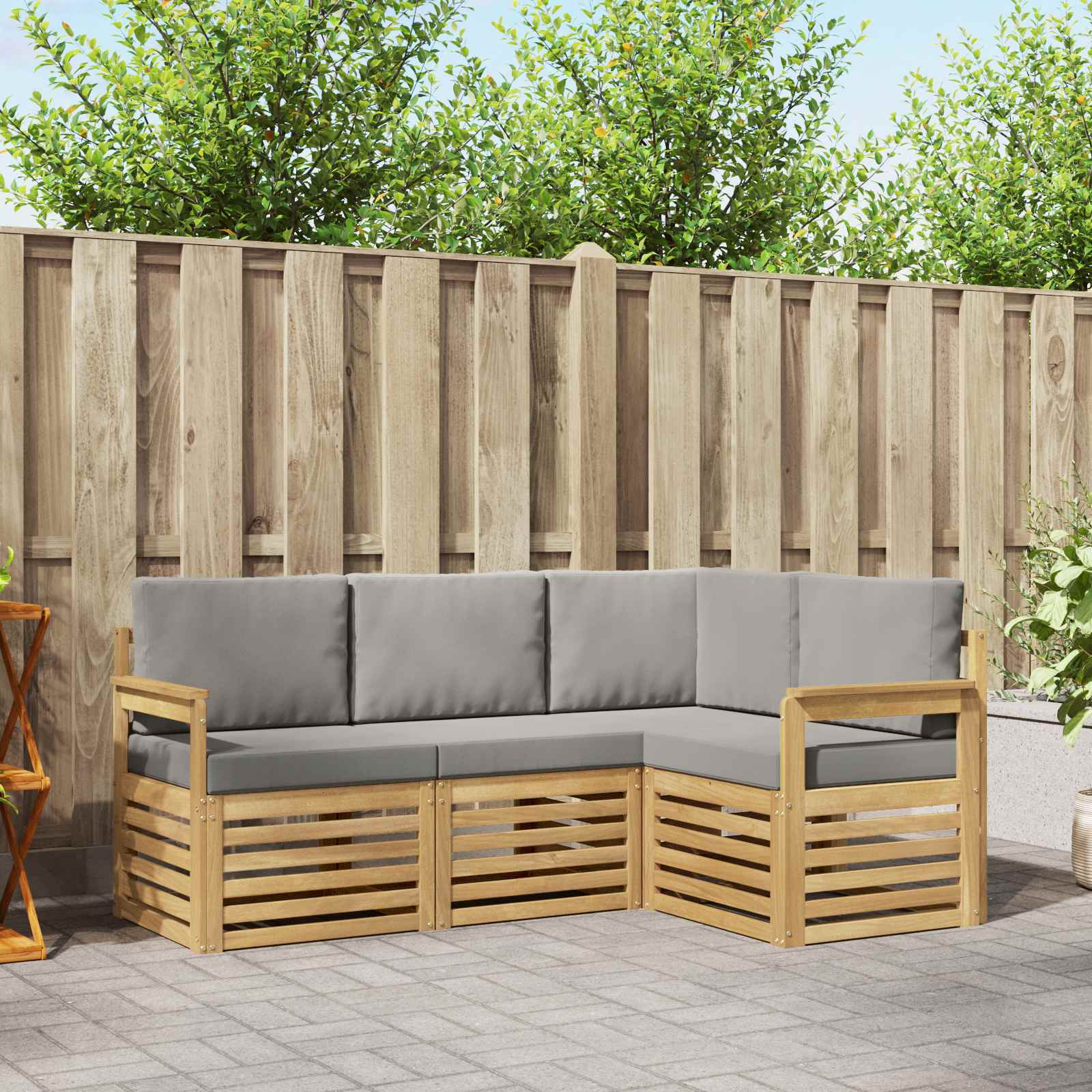 Set vanjskih sofa 4 pcs Bijela i svjetlosiva