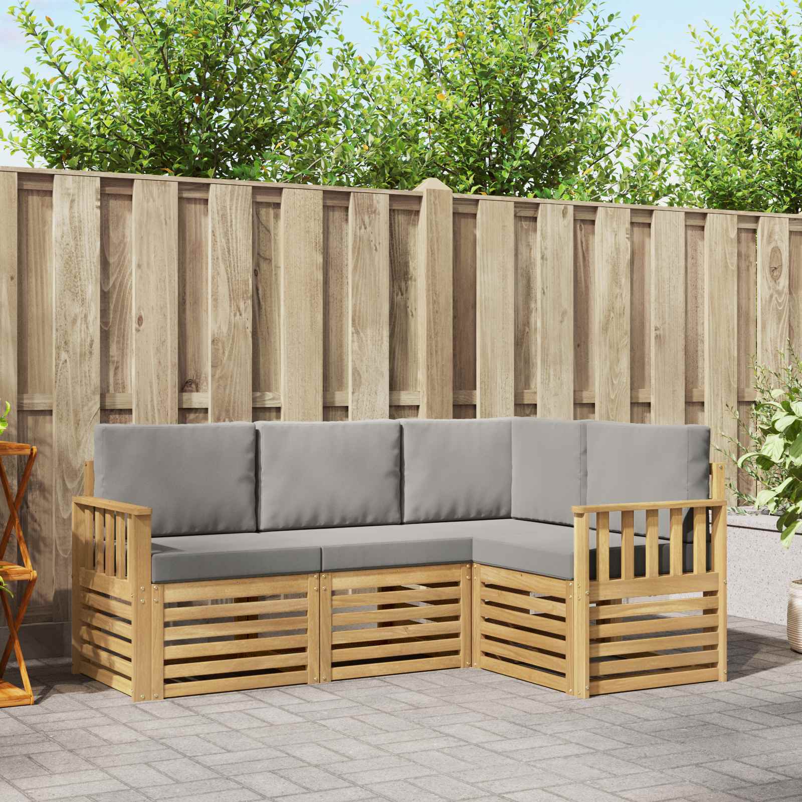 Set vanjskih sofa 4 pcs Bijela i svjetlosiva