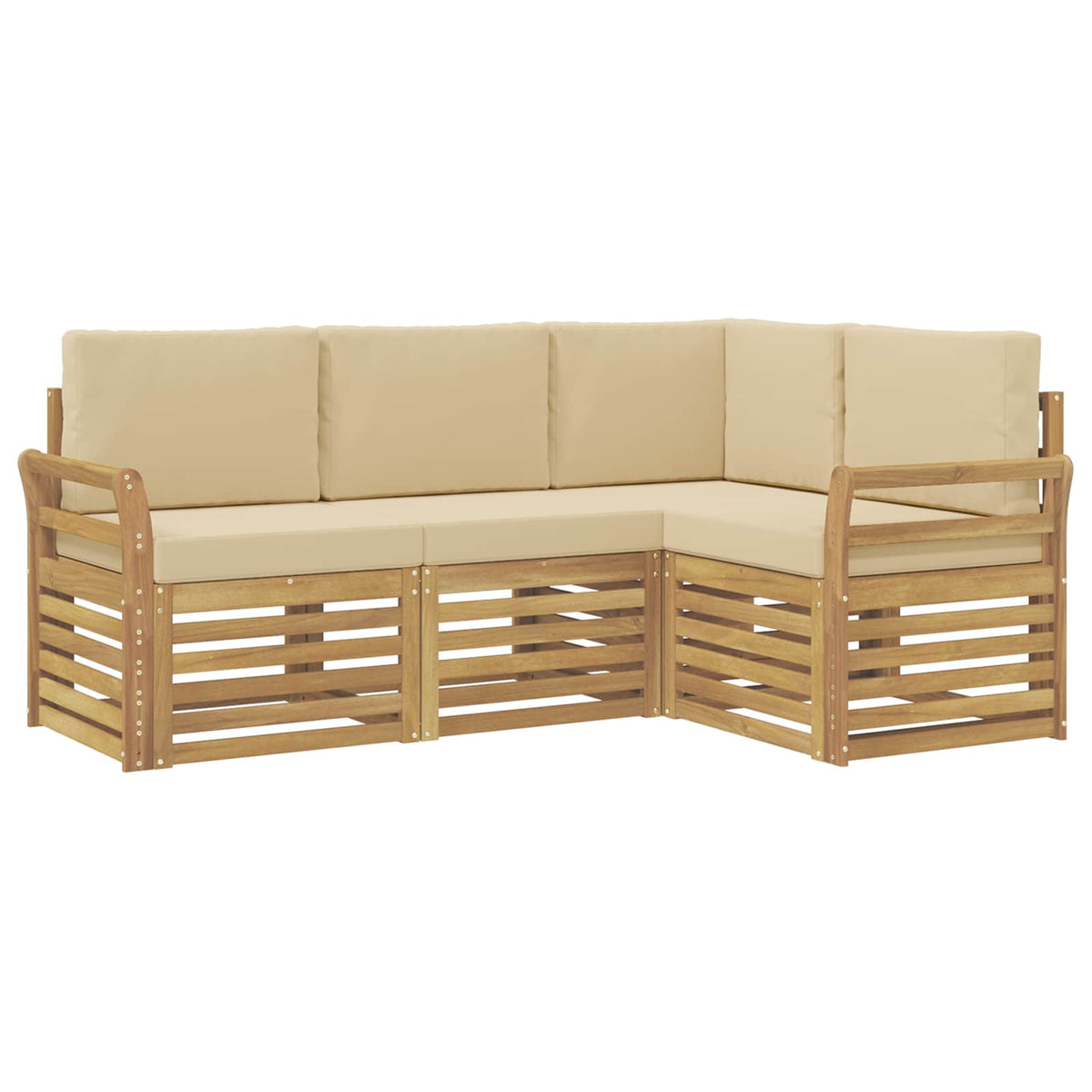 Setovi sofa 4 pcs Bijela i bež 190 x 130,5 x 73 cm Poliester