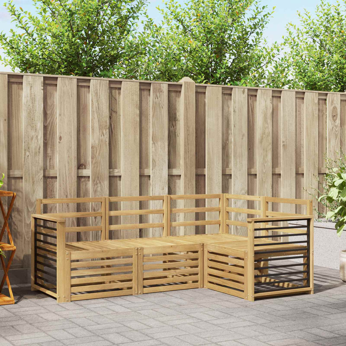 Set vanjskih sofa 4 kom. Bijela Čvrsto drvo akacije