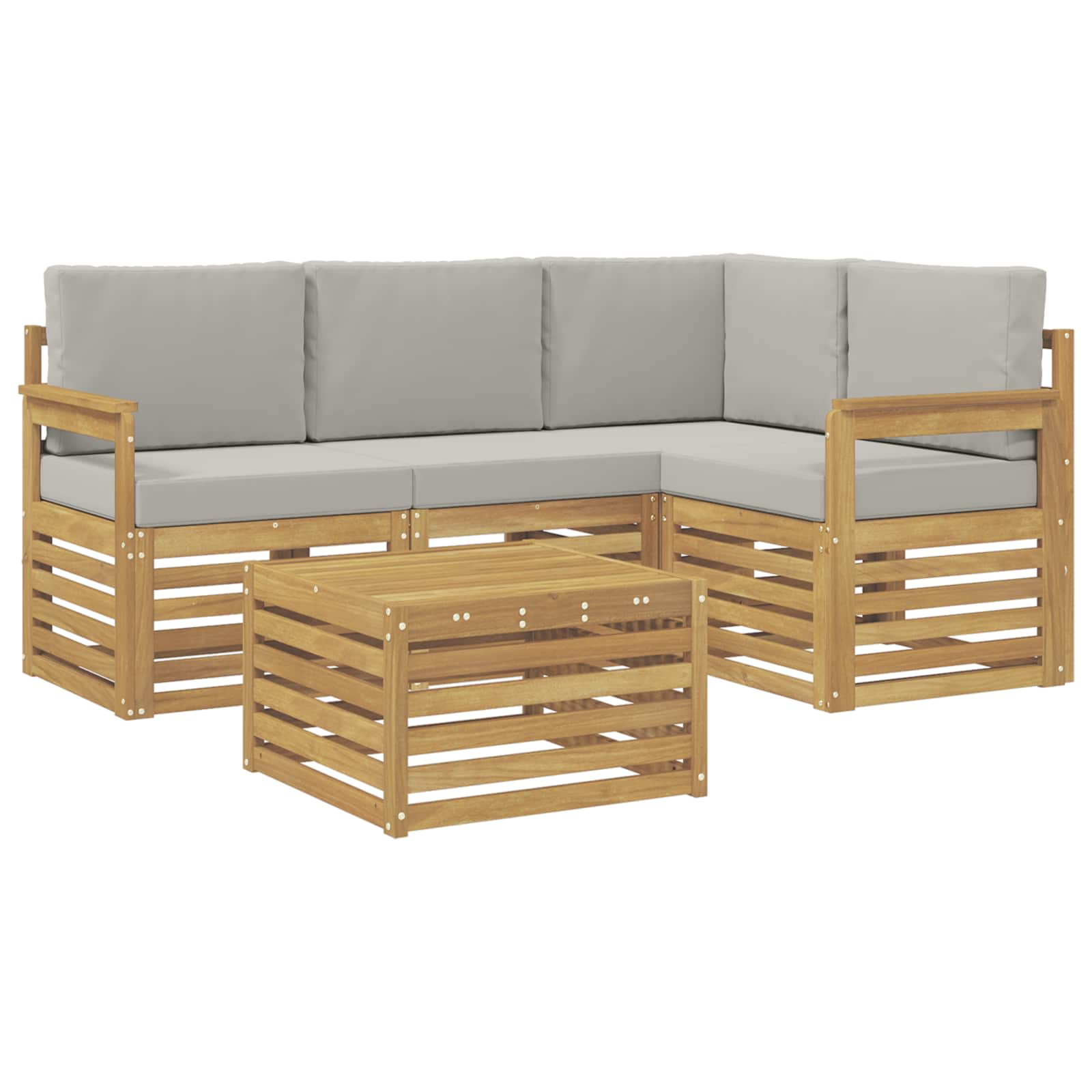 Set vanjskih sofa 5 pcs Bijela i svjetlosiva 59 x 59 x 37 cm