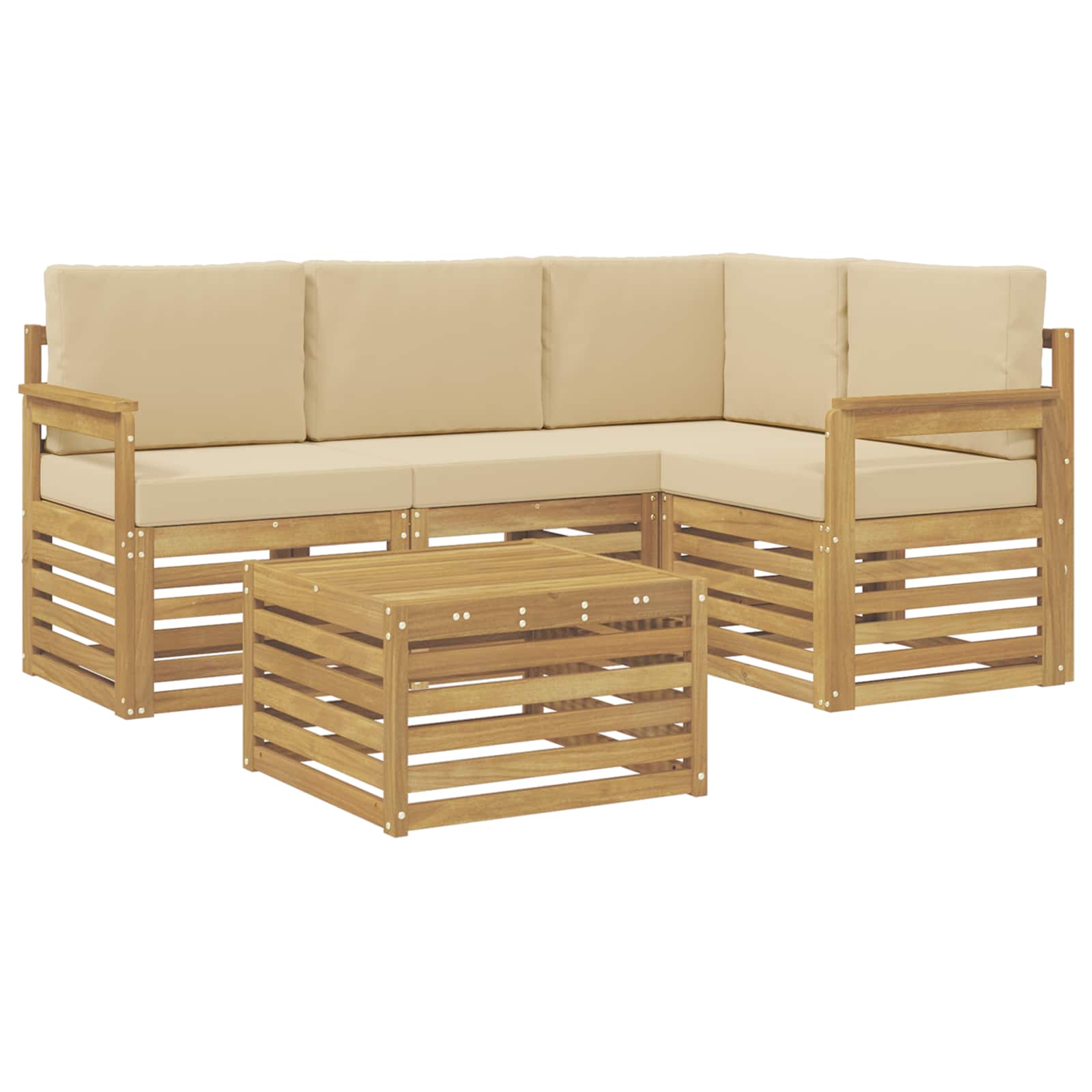 Set vanjskih sofa 5 pcs Bijela i bež 59 x 59 x 37 cm Poliester