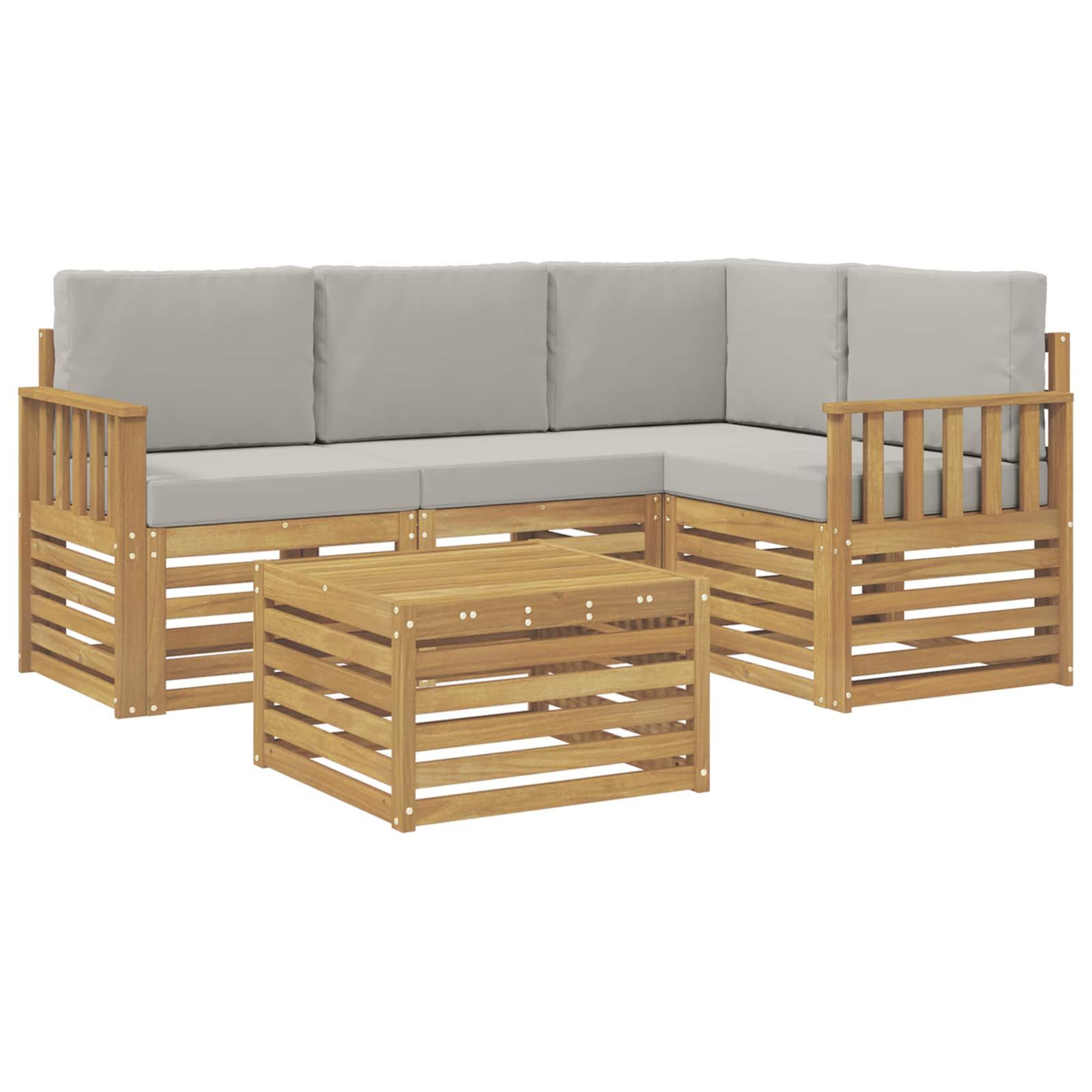 Set vanjskih sofa 5 pcs Bijela i svjetlosiva 59 x 59 x 37 cm