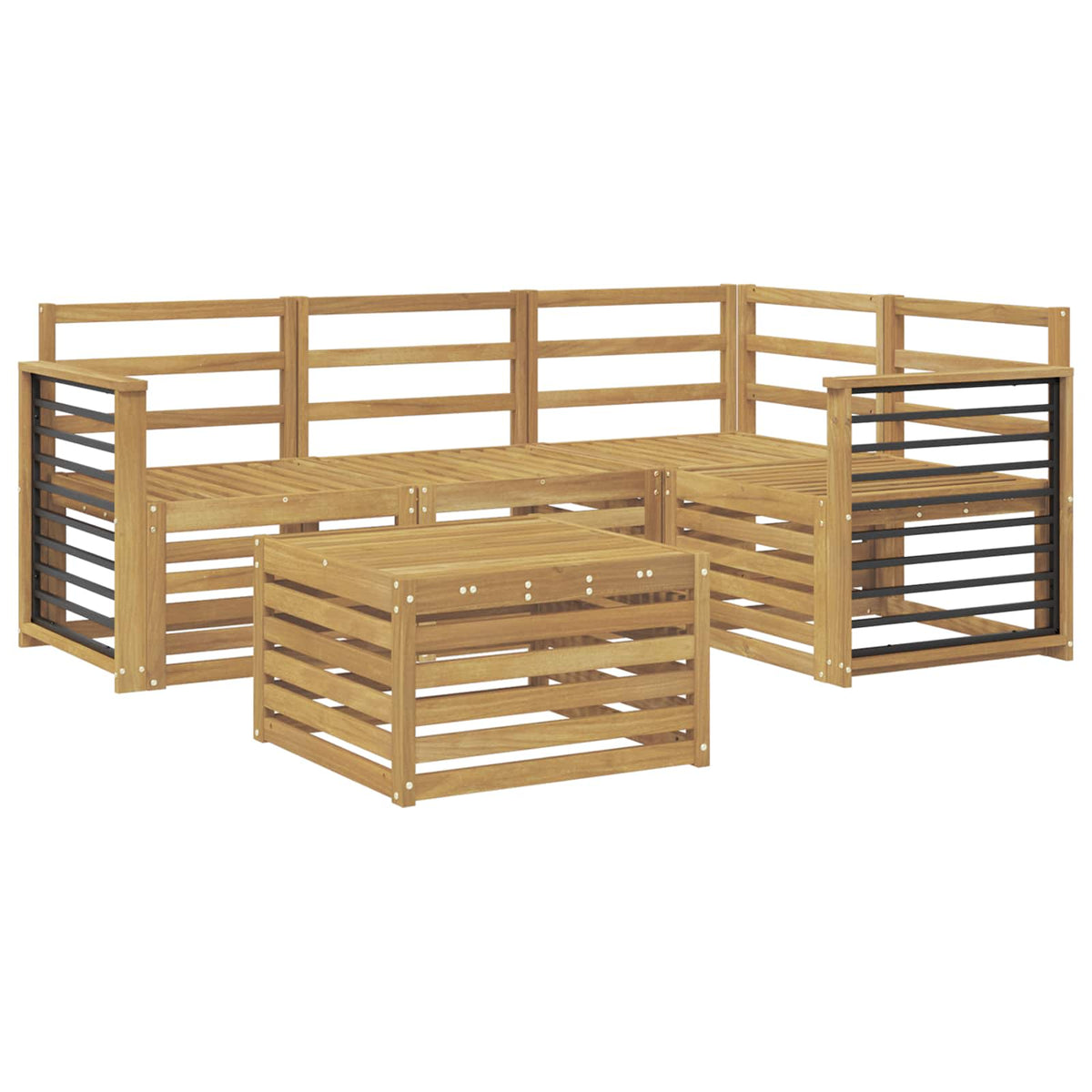 Set vanjskih sofa 5 kom. Bijela Čvrsto drvo akacije