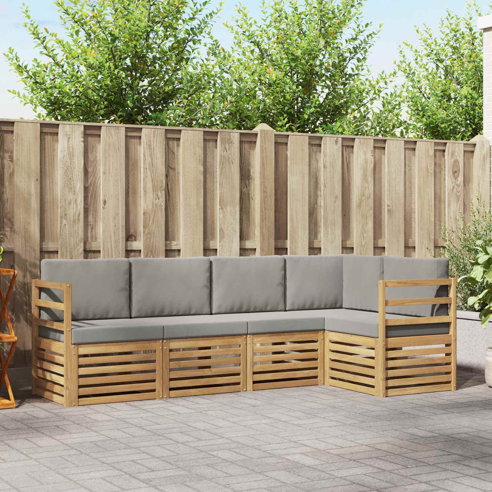 Set vanjskih sofa 5 pcs Bijela i svjetlosiva