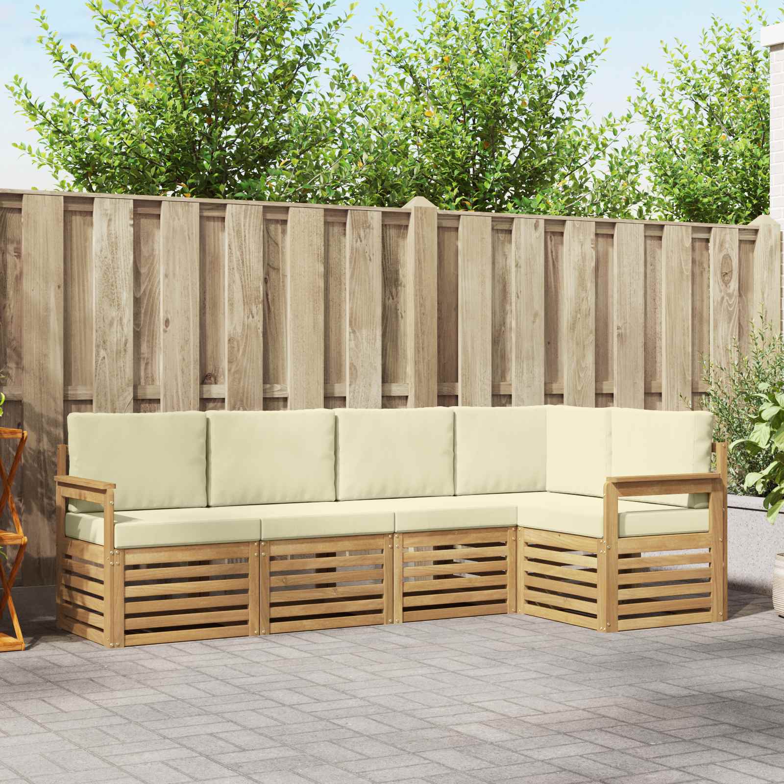 Set vanjskih sofa 5 pcs Bijela i krem 247 x 128,5 x 73 cm