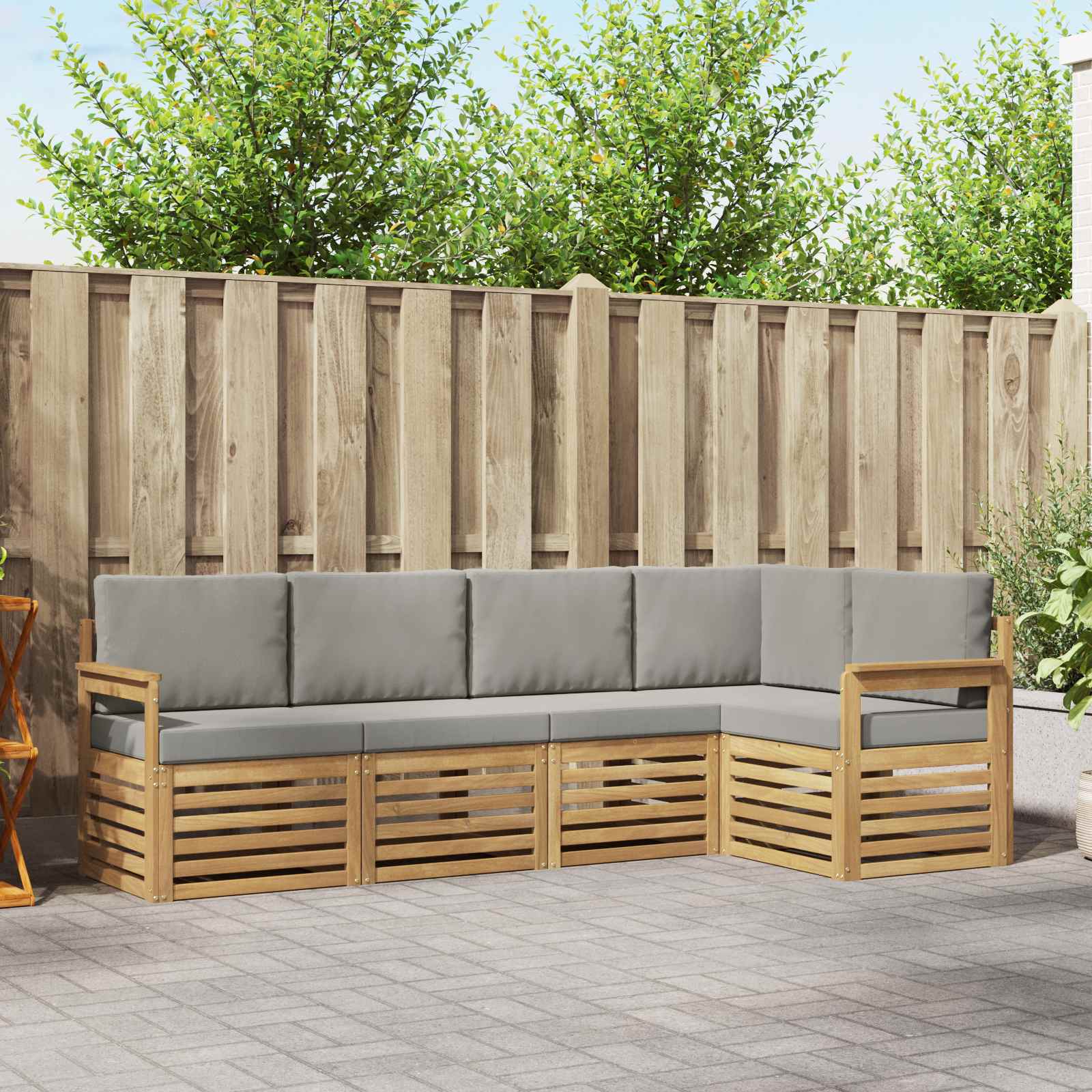 Set vanjskih sofa 5 pcs Bijela i svjetlosiva